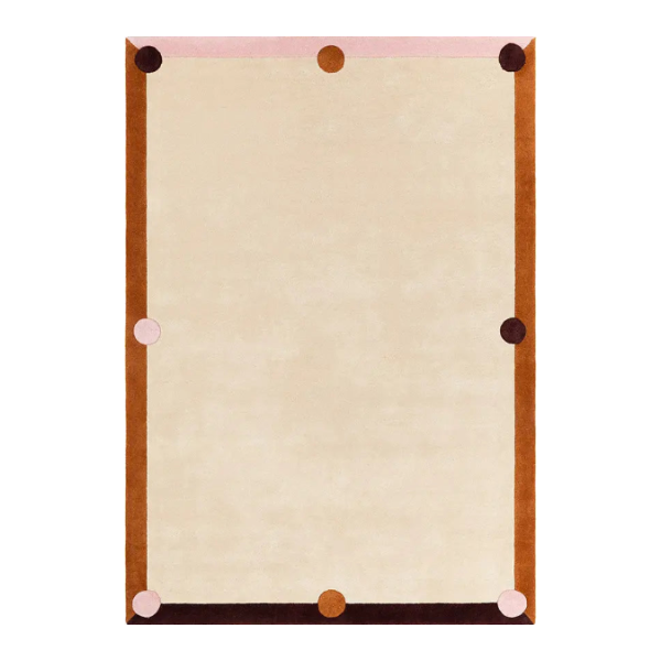Vloerkleed BERLIN beige met oranje en marineblauw