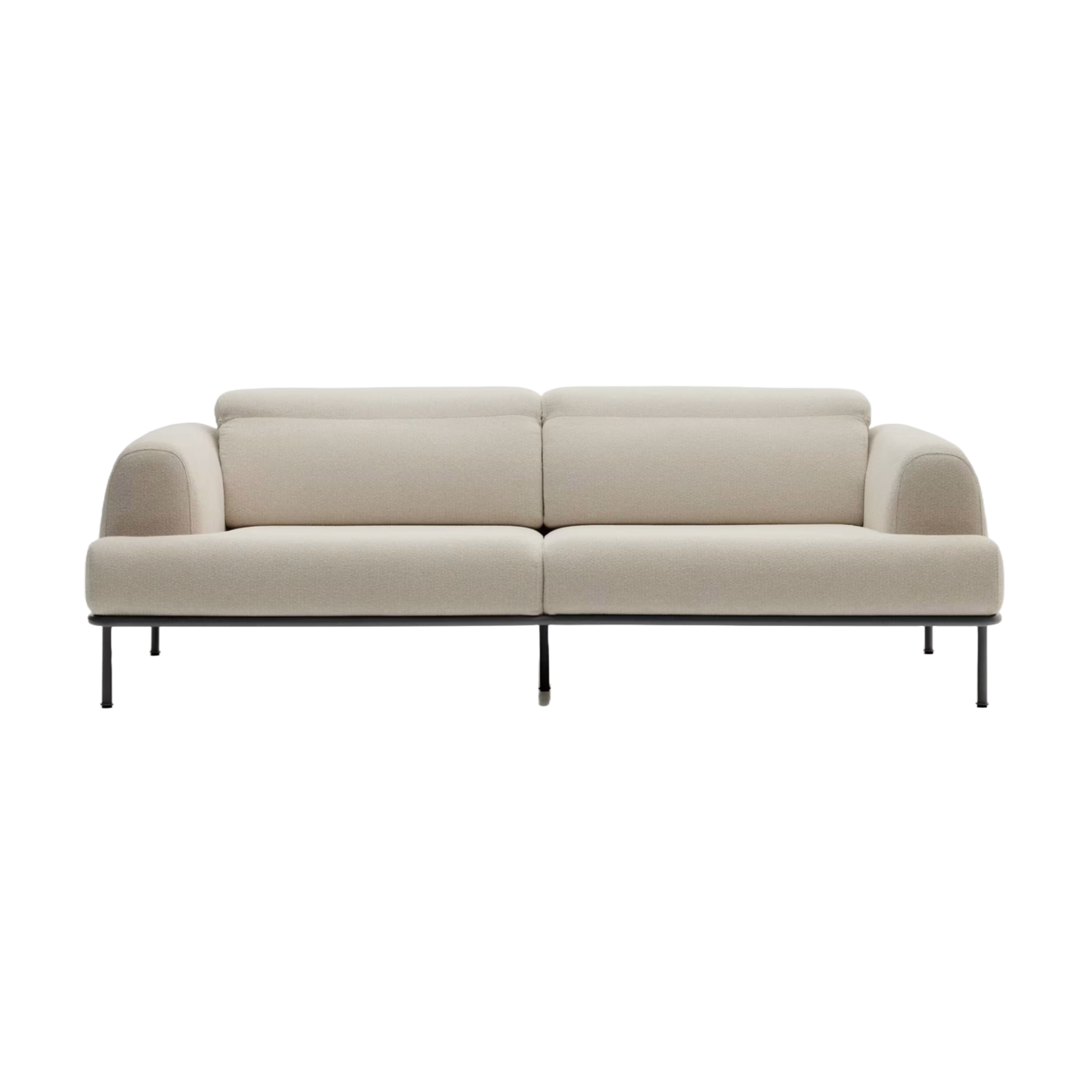 AURUM 3-Sitzer-Sofa Ecru Chenille mit dunkelgrauem Untergestell 
