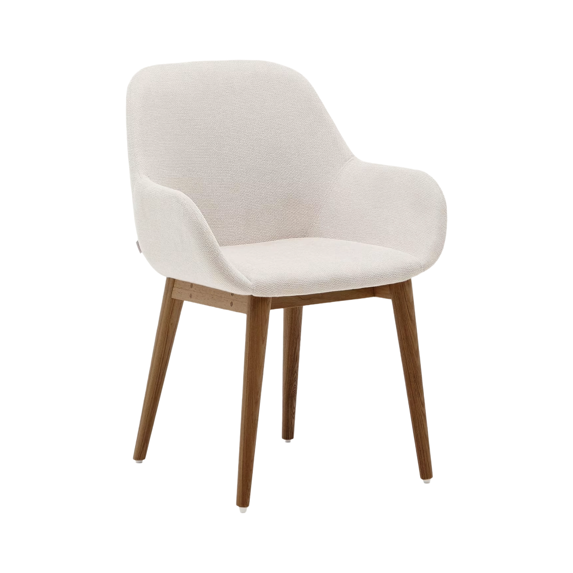 KONNA stoel beige chenille met een donkere essen basis