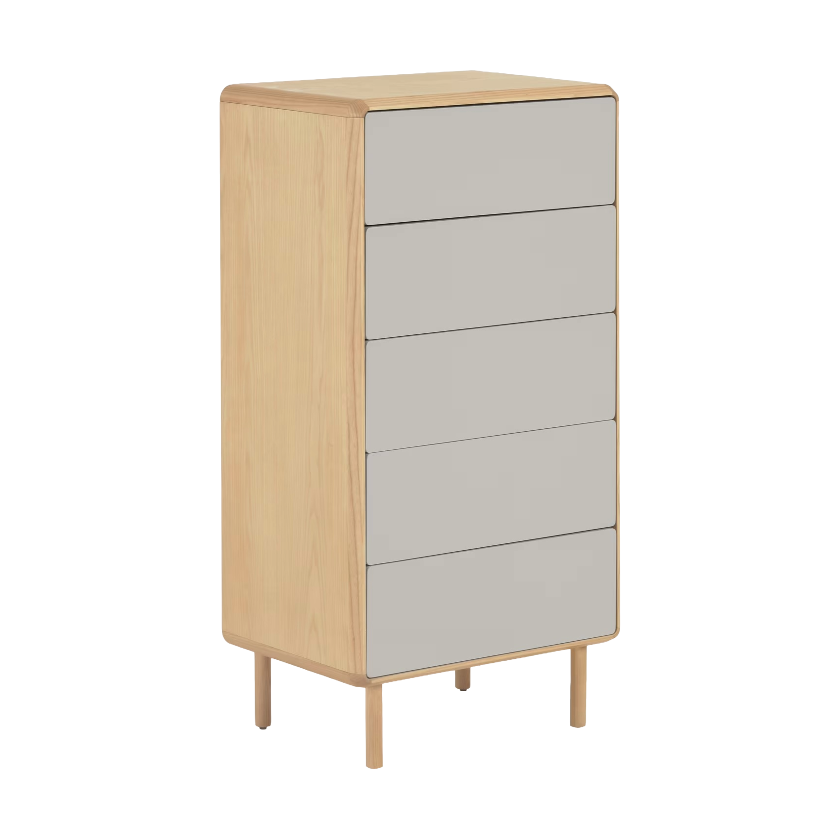 ANIELLE light gray drawer cabinet with wood