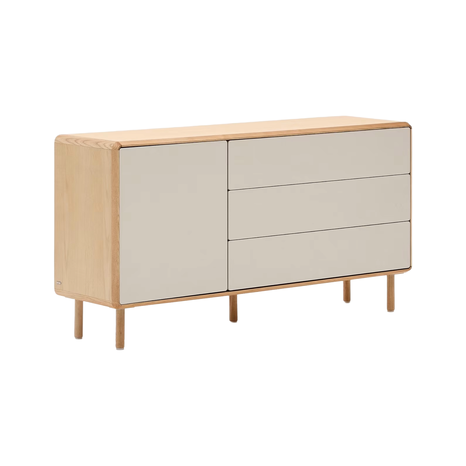 ANIELLE Chest of Drawers in Light Gray with Wood