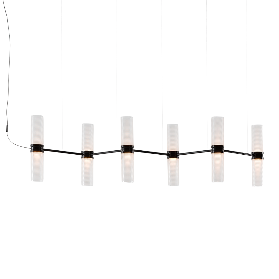 Hanglamp ZEPHYR LINEAR transparant met zwarte afwerking