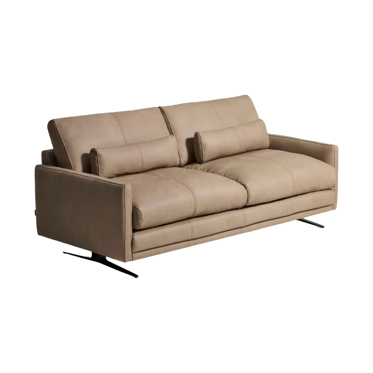 Sofa 3-zits VELIRO bruine leer met zwarte basis