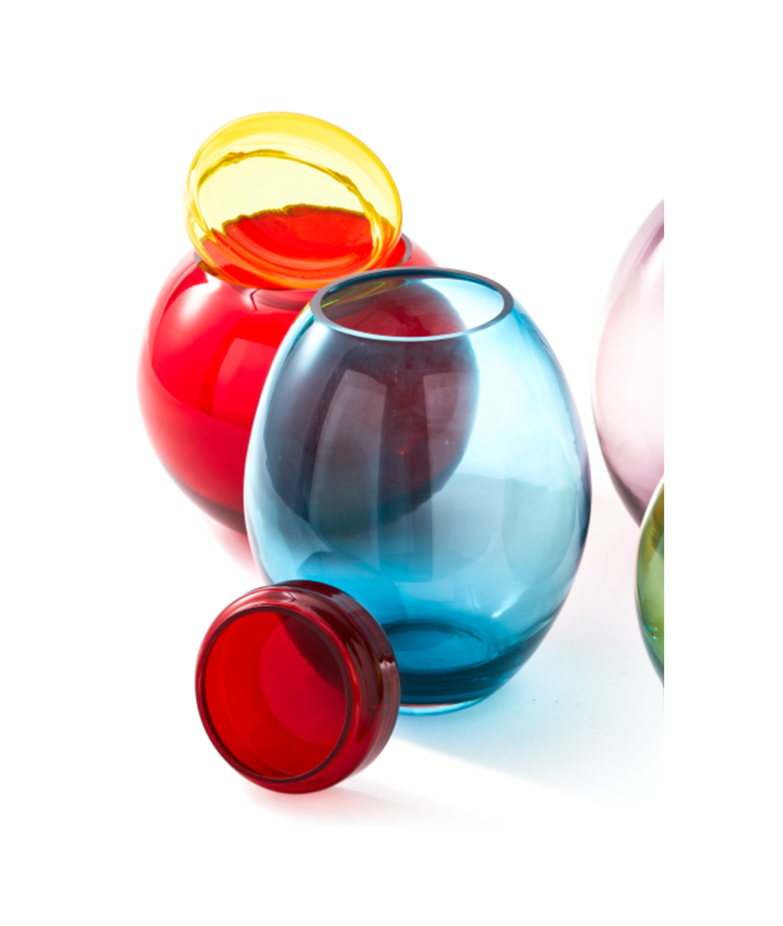 Set van potten BLOATED CAPS EN JARS kleurrijk glas