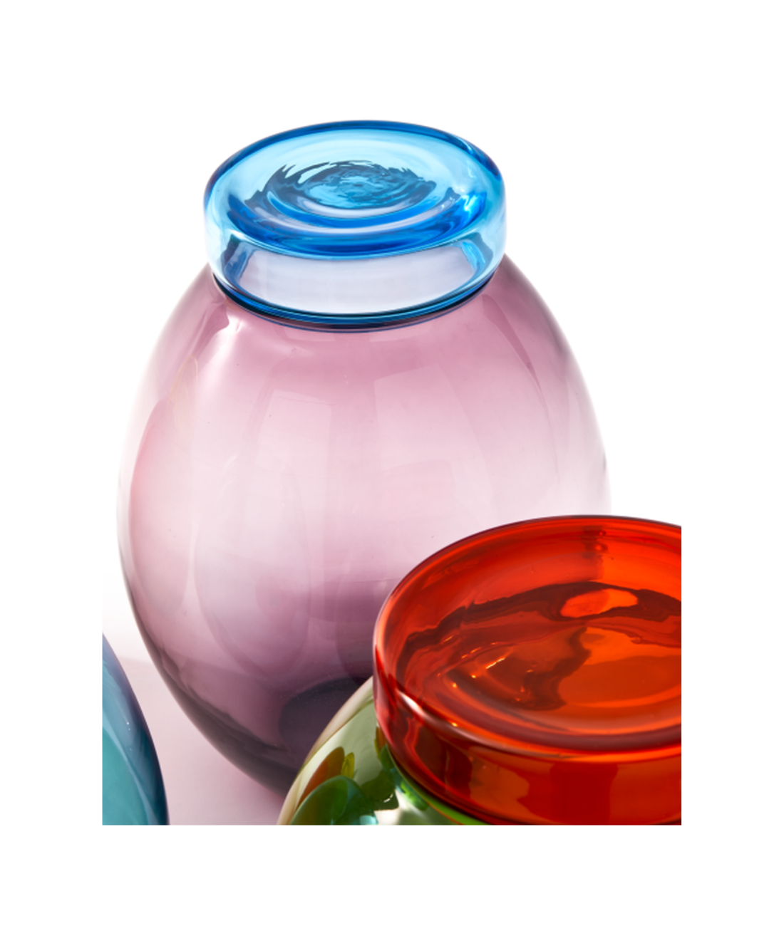 Set van potten BLOATED CAPS EN JARS kleurrijk glas