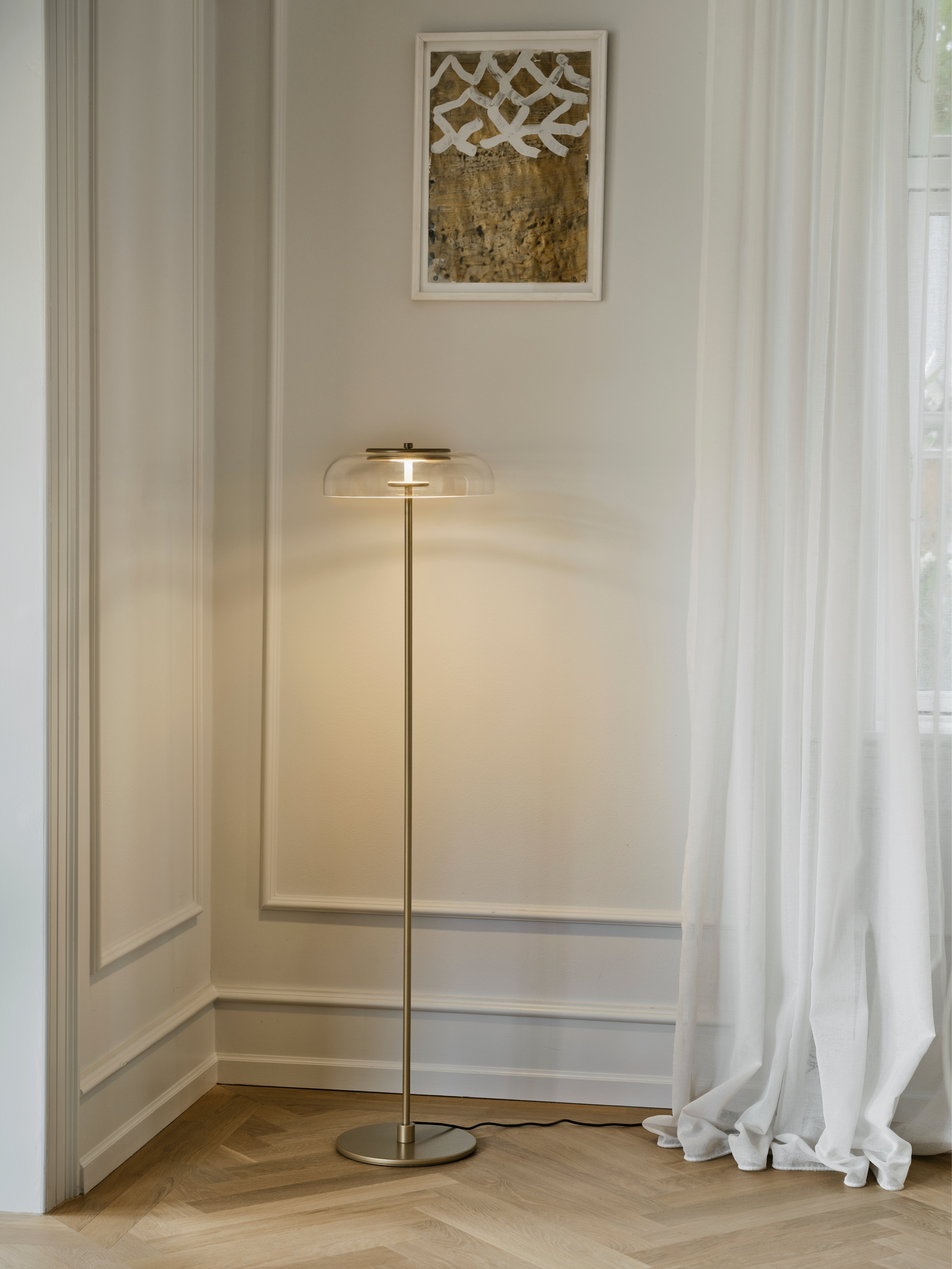 Vloerlamp BLOSSI goud met transparant glas