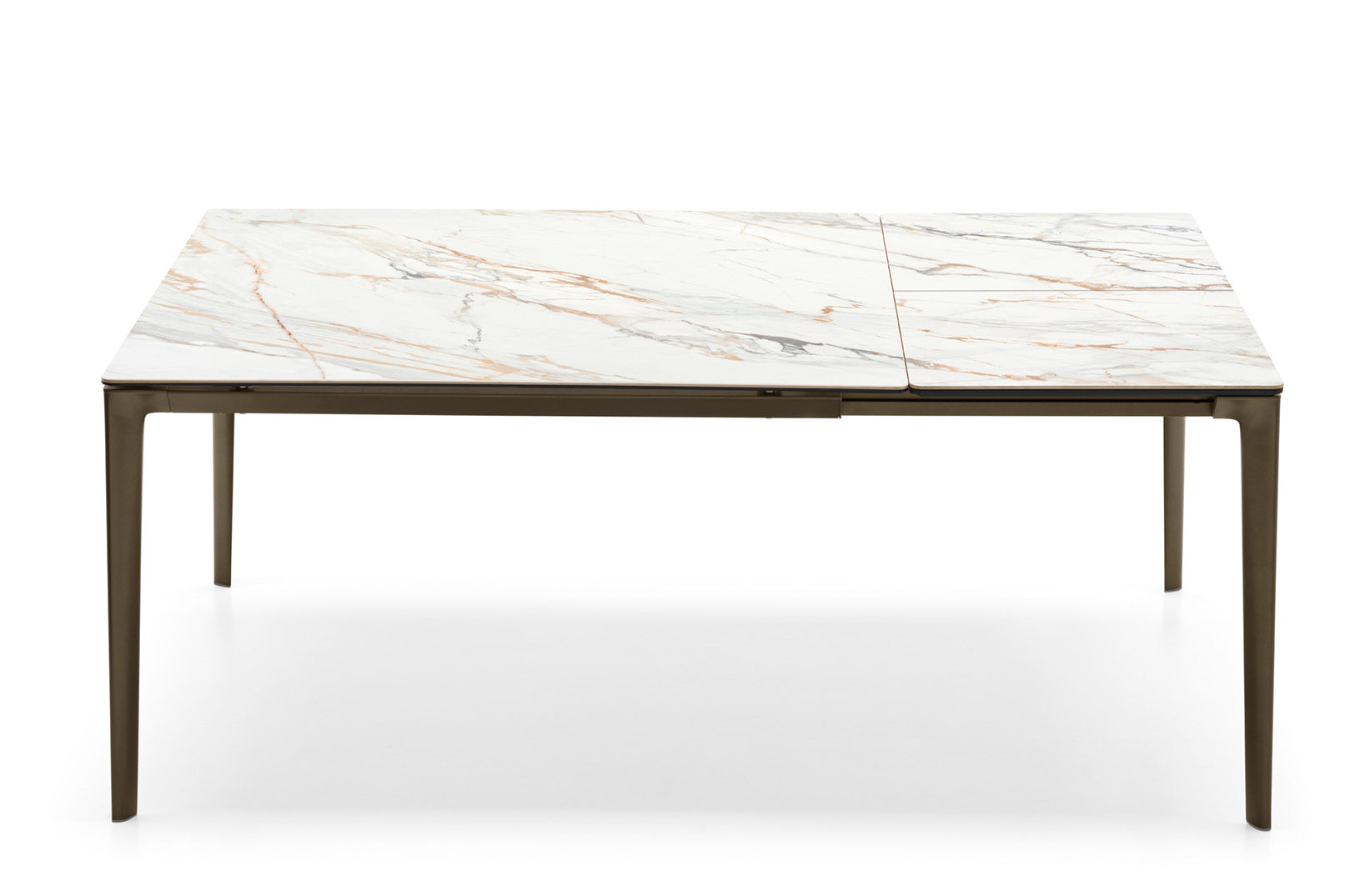 Uittrekbare tafel BOMA met witte blad en bruine basis