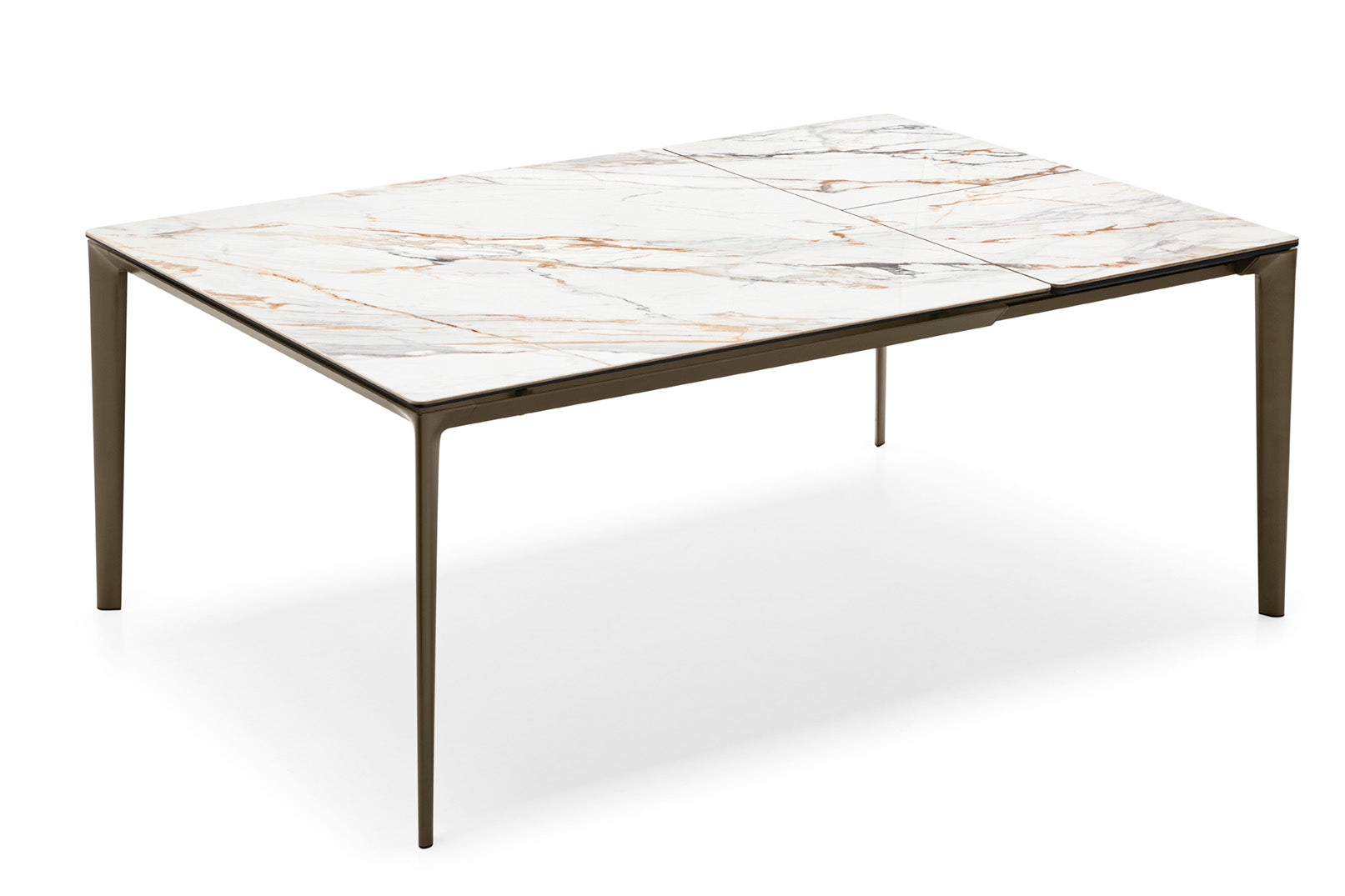 Uittrekbare tafel BOMA met witte blad en bruine basis