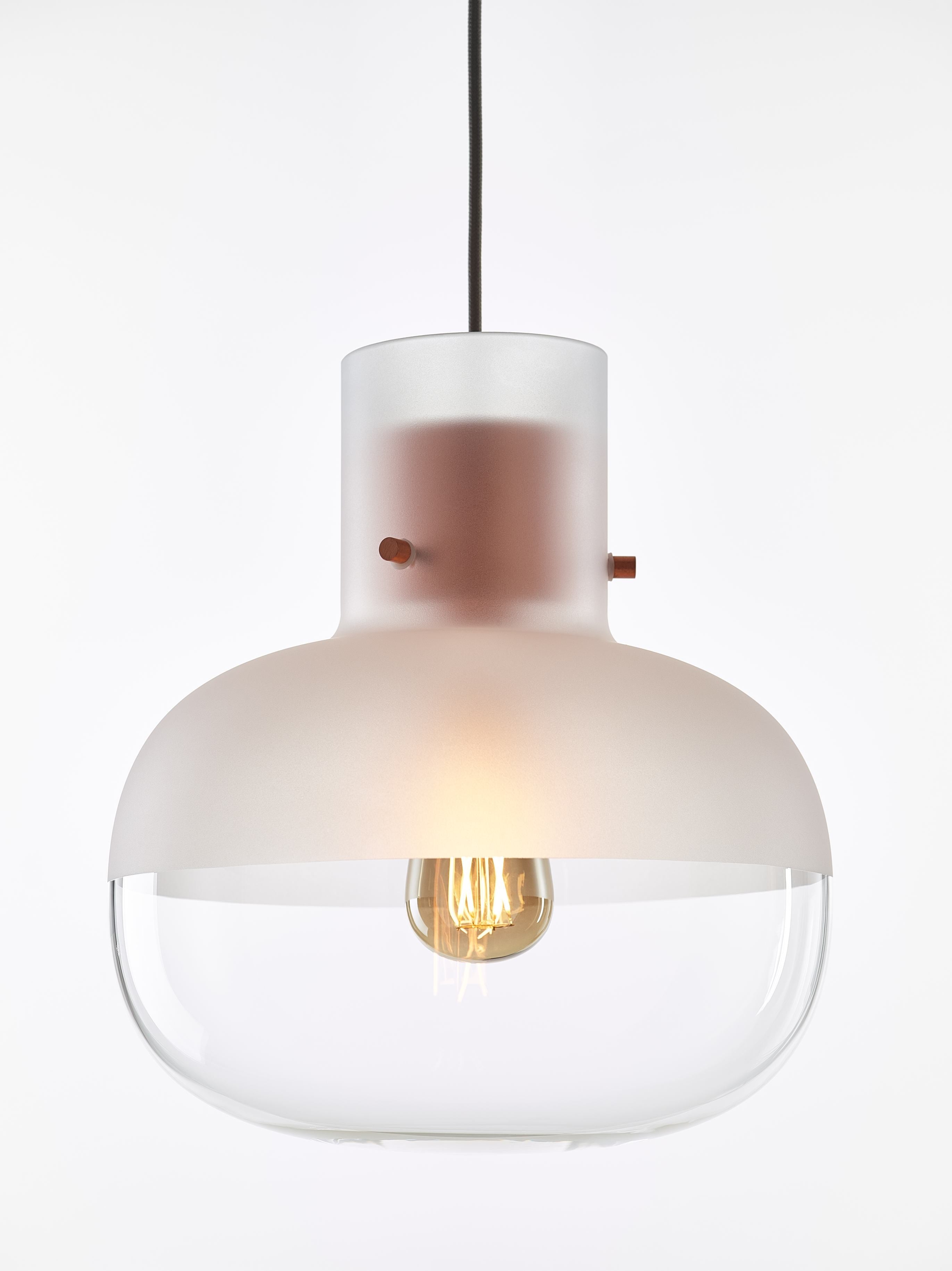 Lampa wisząca AWA MEDIUM szkło dmuchane – drewno i metal