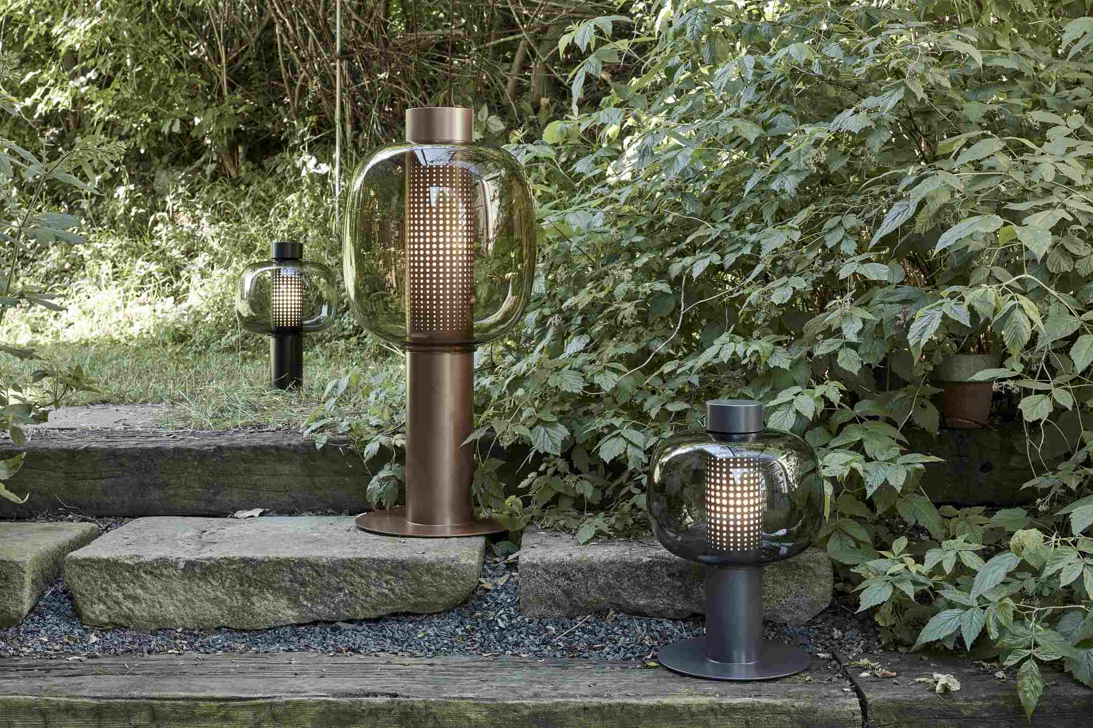 Outdoor floor lamp BONBORI blown glass