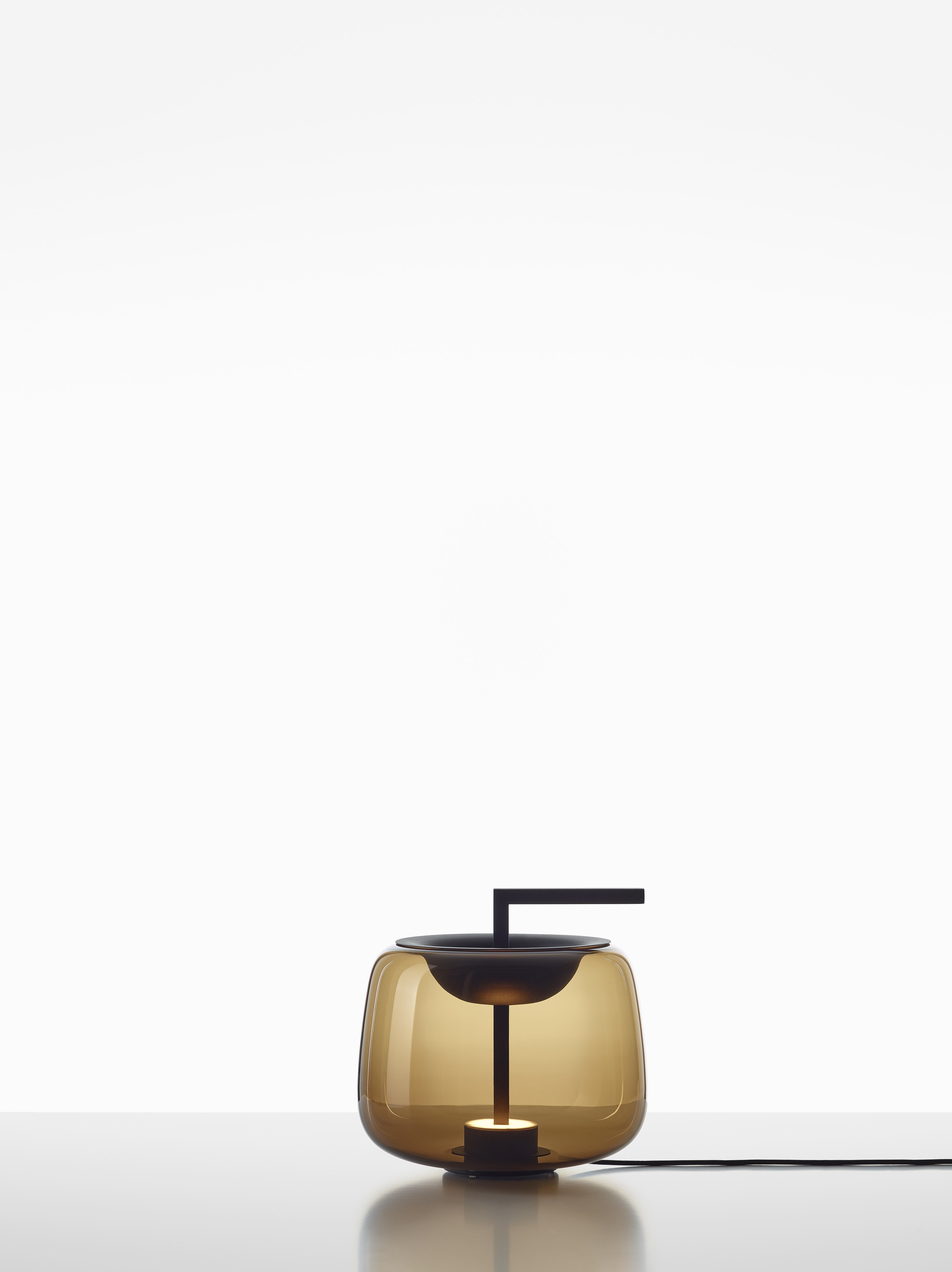 Doppelte Tischlampe glänzendes Glas