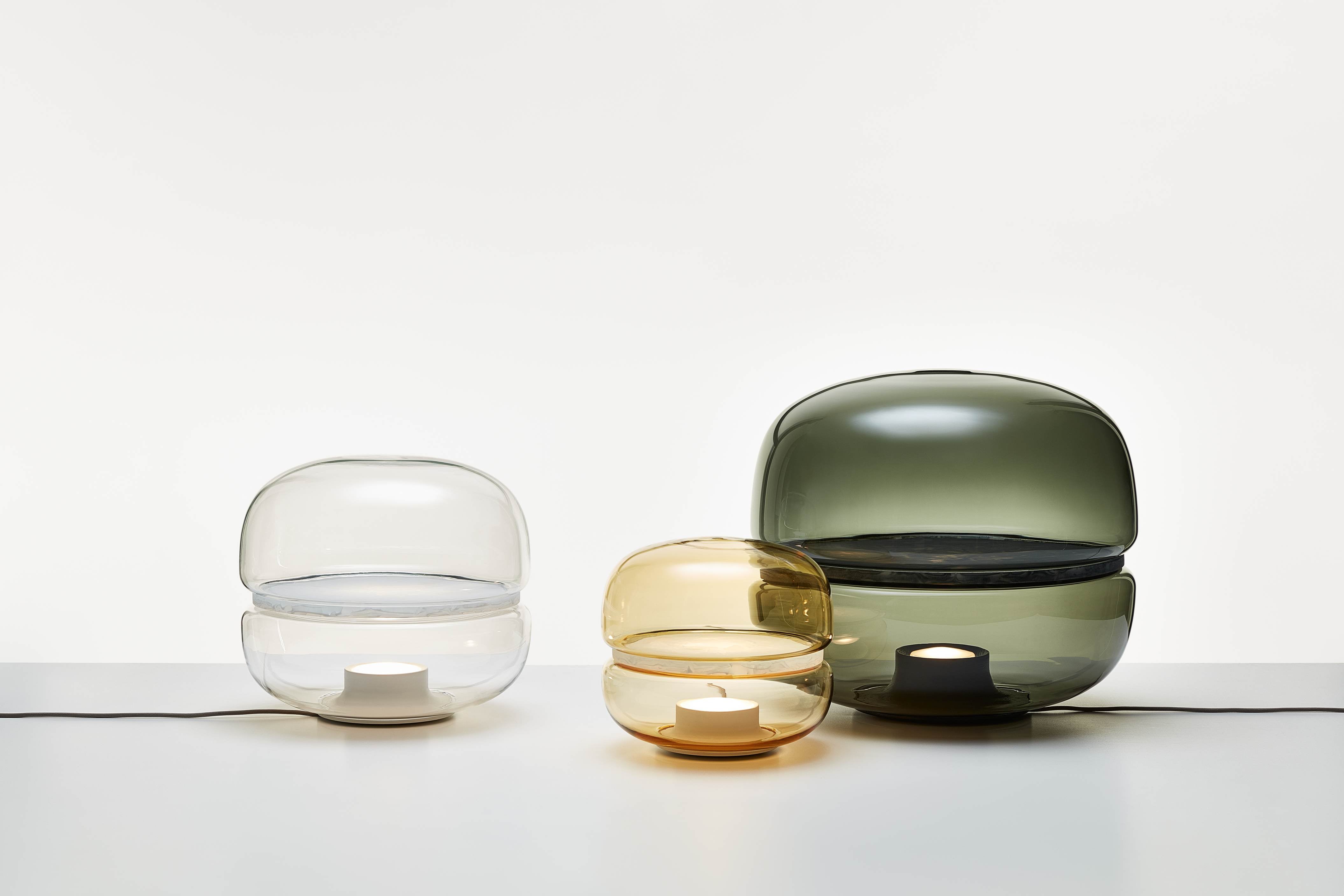 Makkaron -Mini -Tischlampe aufblasbares Glas mit Onyx