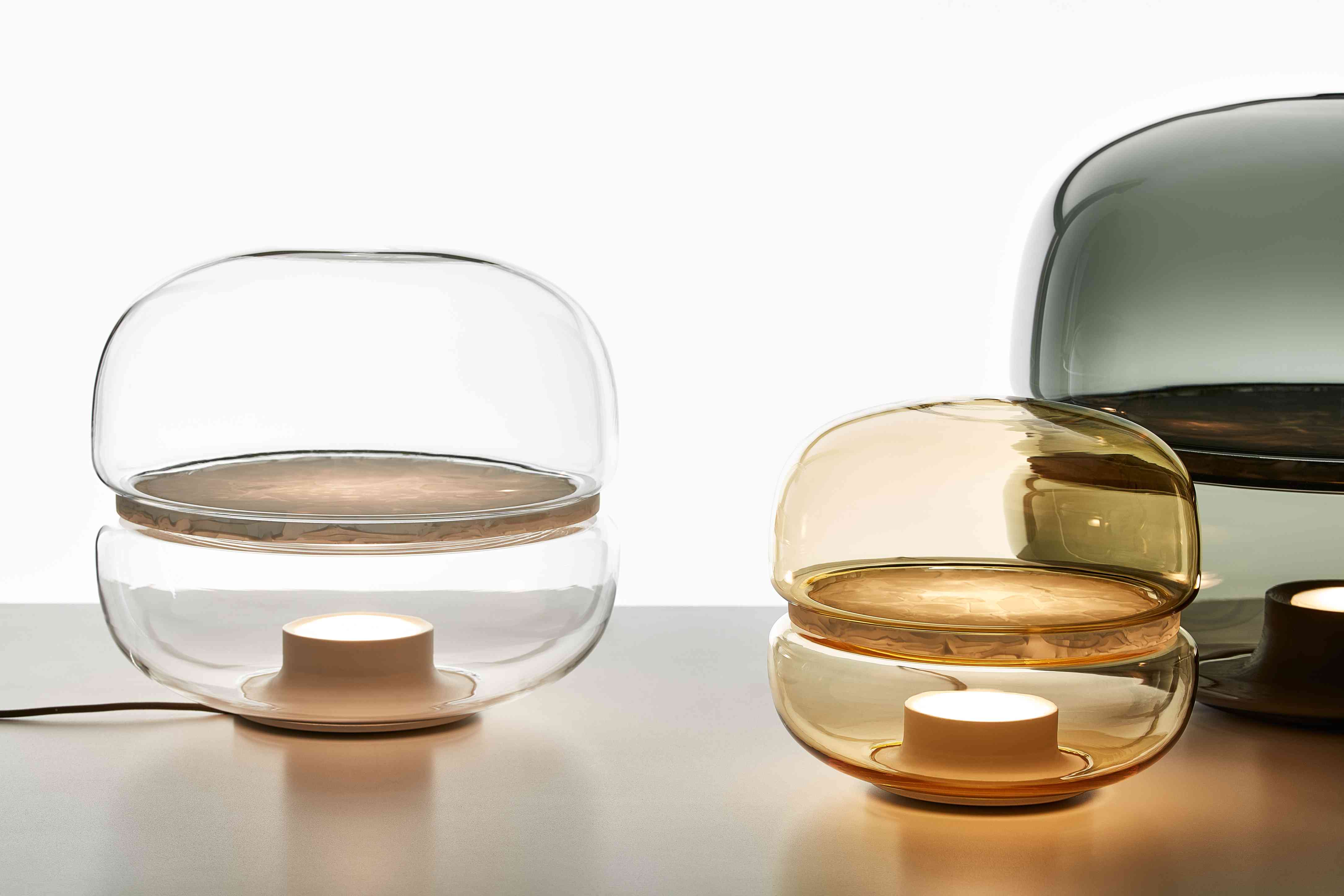 Makkaron -M -Tischlampe aufblasbares Glas mit Onyx