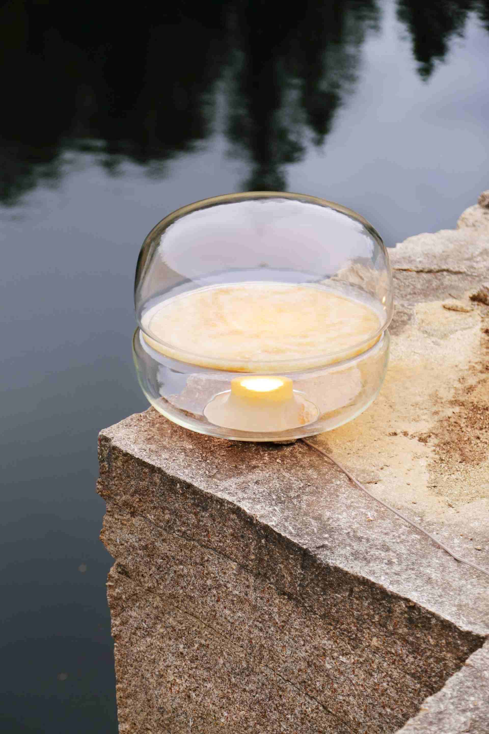 Lampa stołowa MACARON L dmuchane szkło z onyksem – styl minimalistyczny