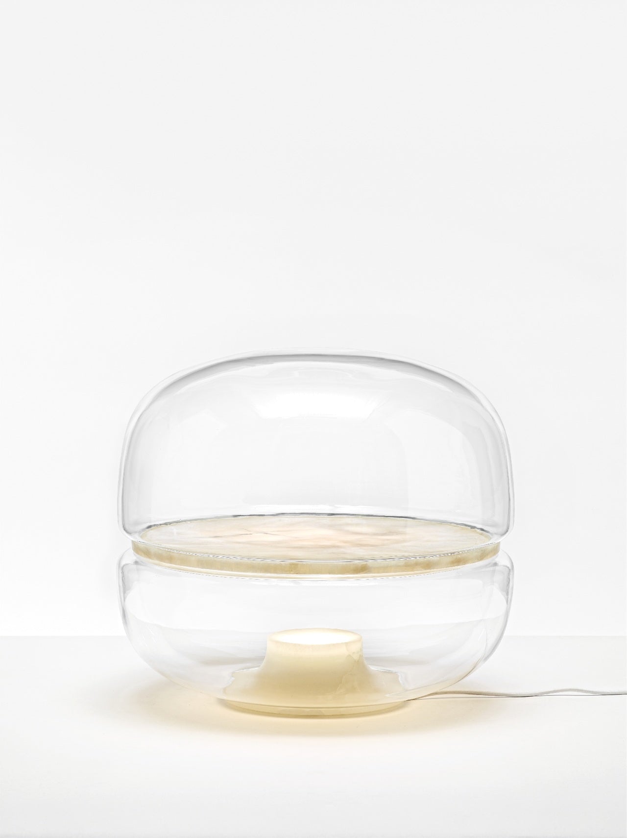 Lampa stołowa MACARON L dmuchane szkło z onyksem – styl minimalistyczny