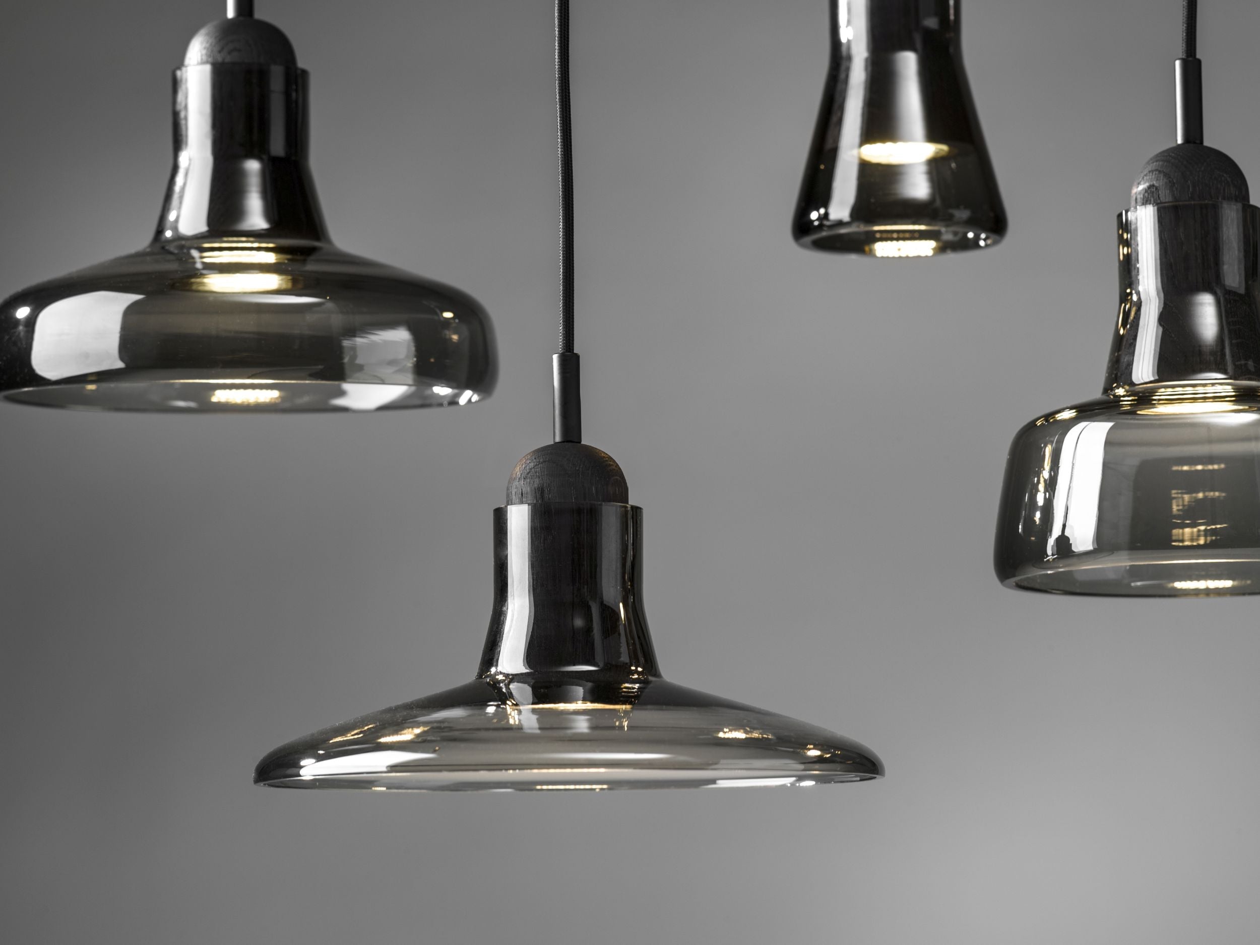 Lampa wisząca SHADOWS - SET RECTANGULAR SMALL szkło błyszczące – drewno, Brokis
