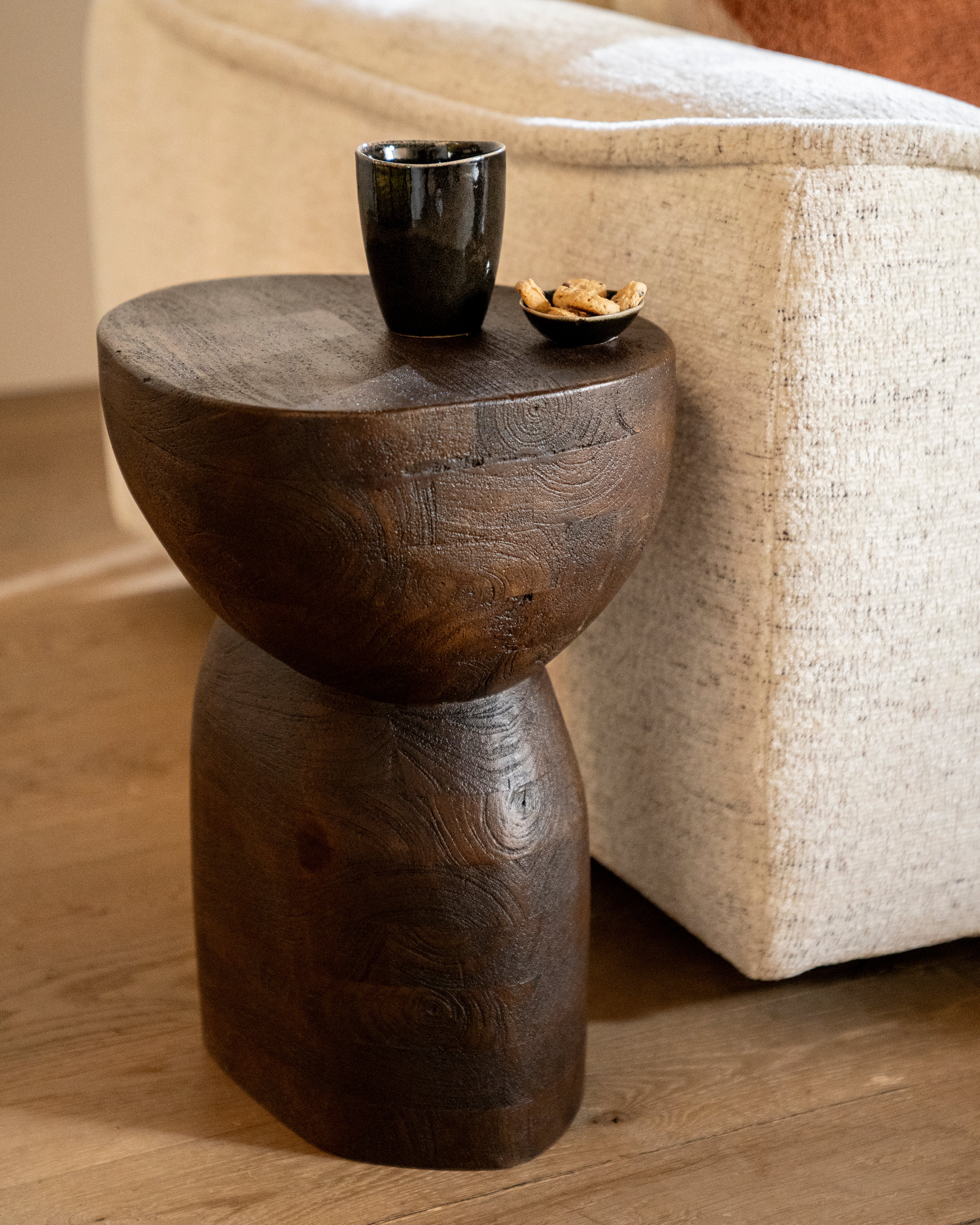 COBBLE Side Table Dark Brown Mango Wood