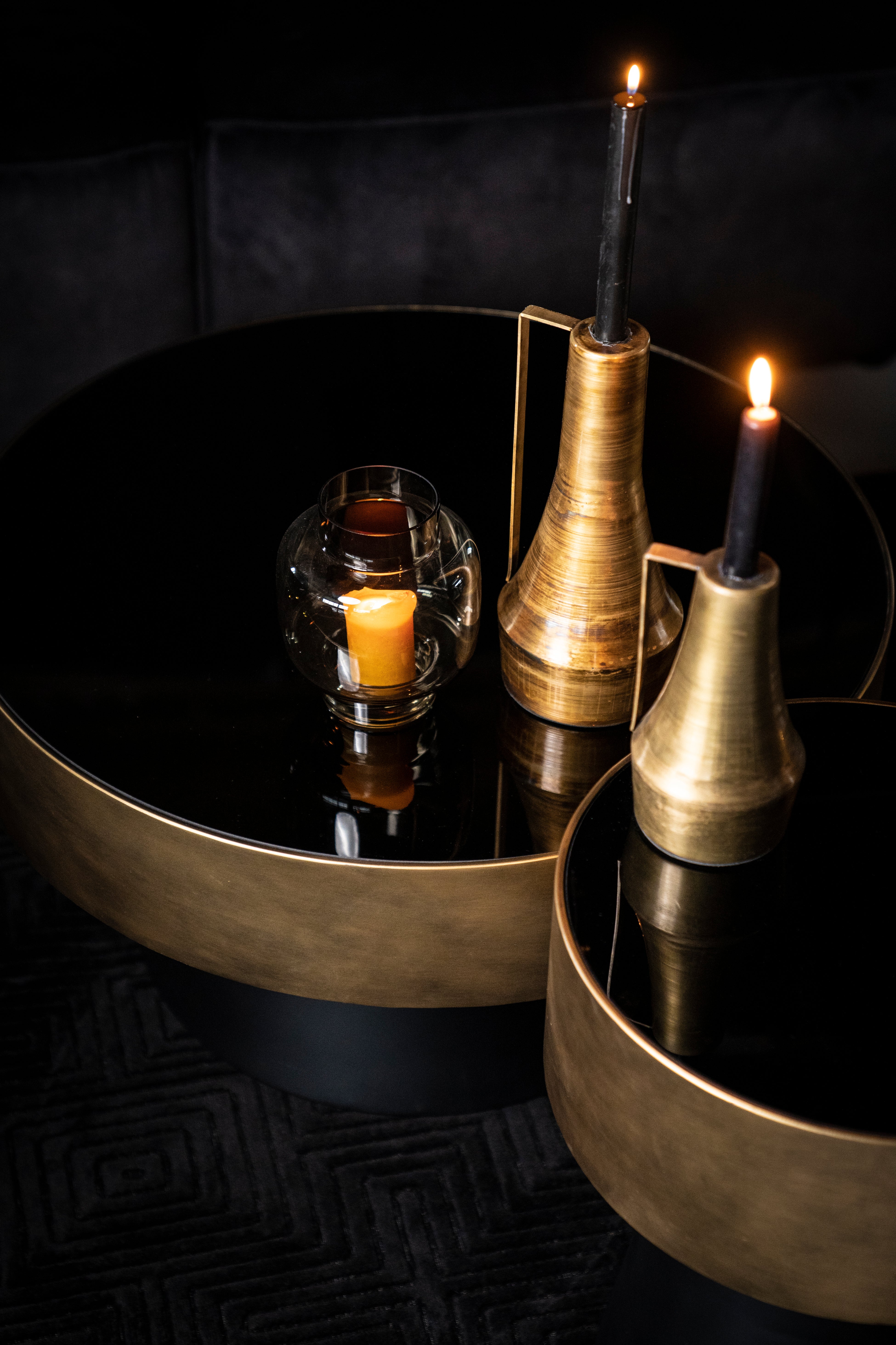 Kaffeetisch BUNGA gold mit schwarzem Gestell