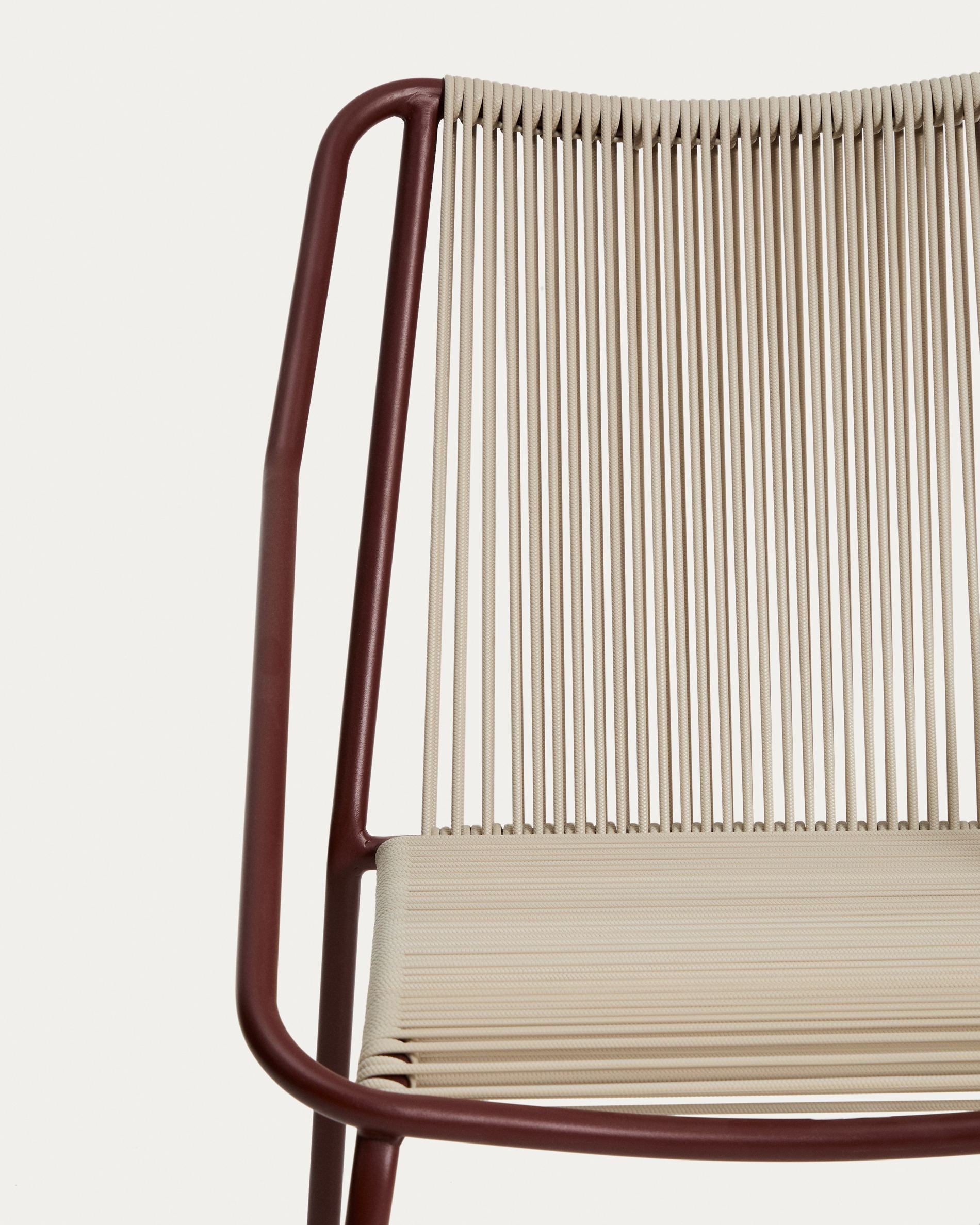 Gartenstuhl ZIVIA ecru mit bordeauxfarbenem Gestell