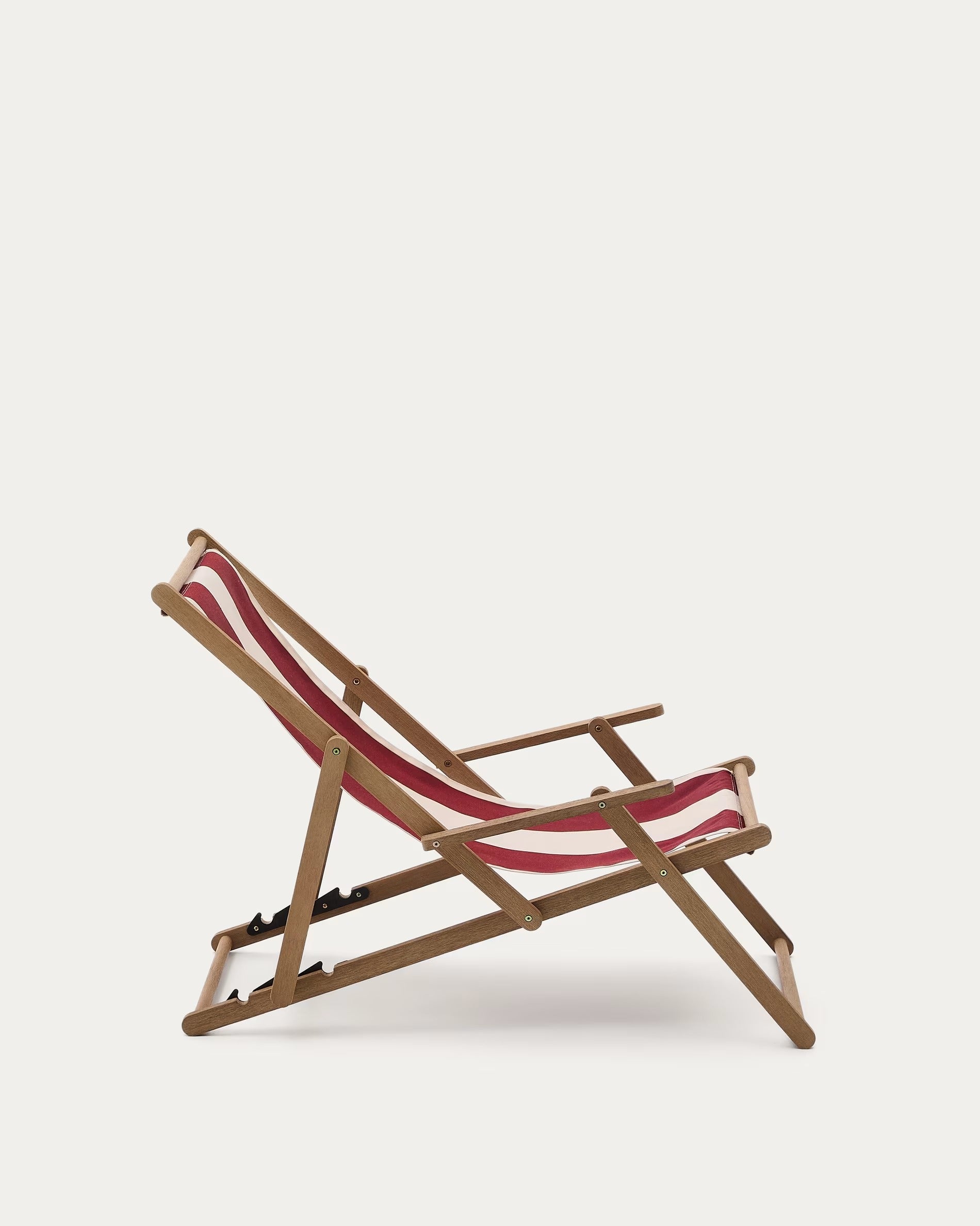 Vilara burgundy-beige deckchair with an acacia base