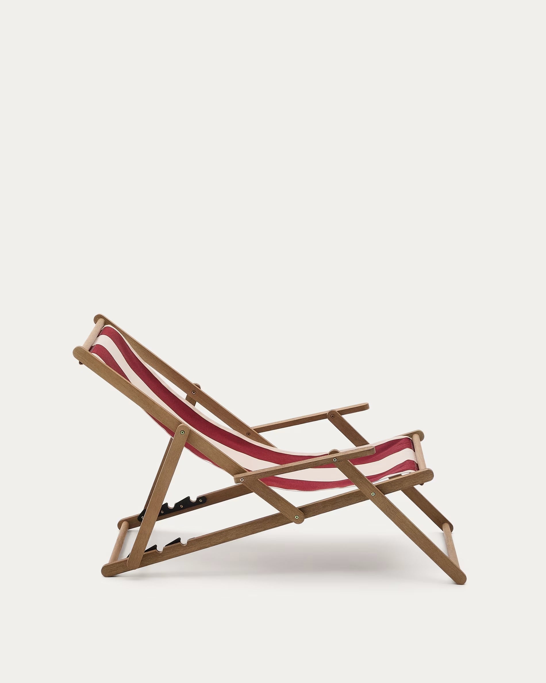 Vilara burgundy-beige deckchair with an acacia base