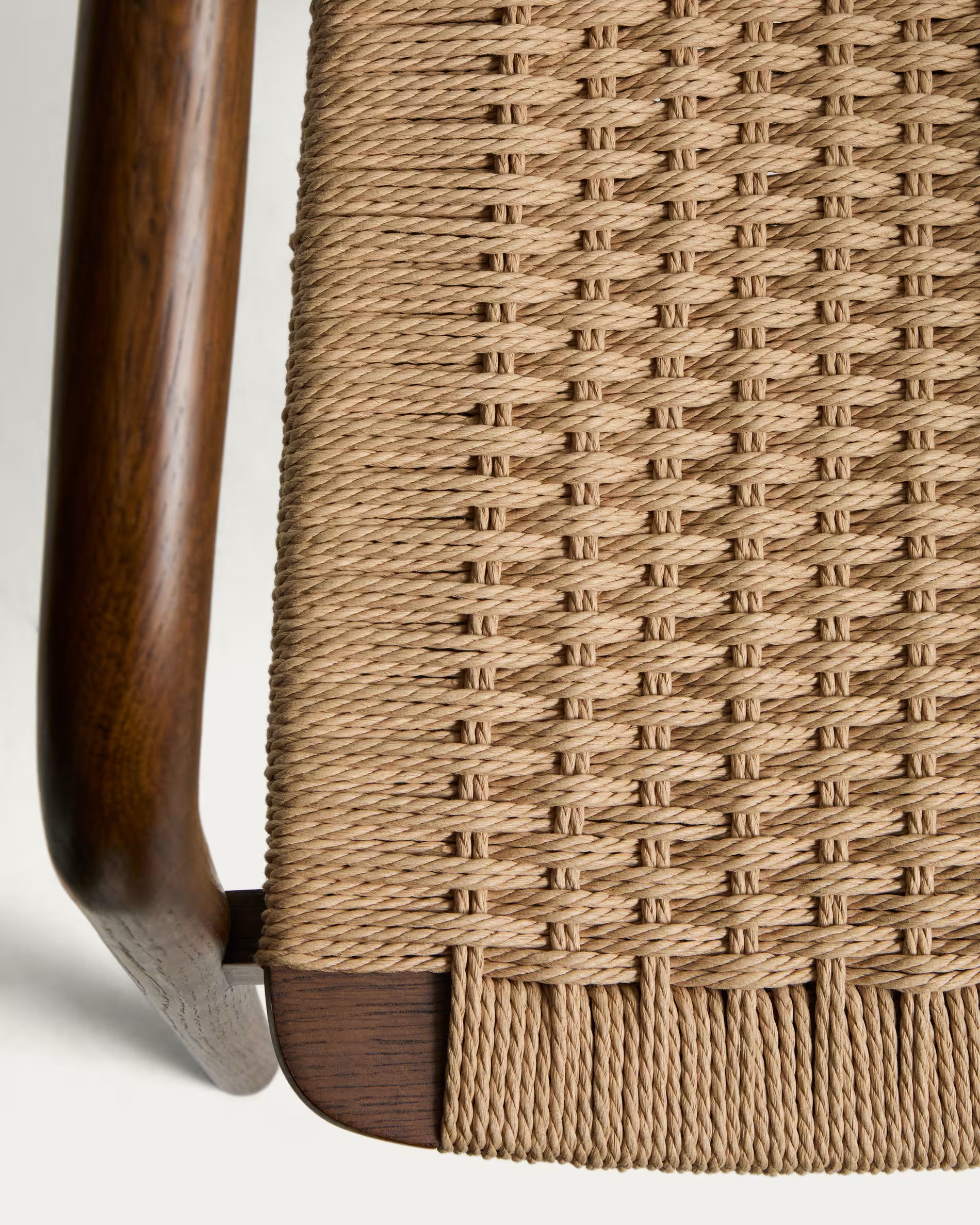 DERILE Chair in Beige with Dark Wooden Base