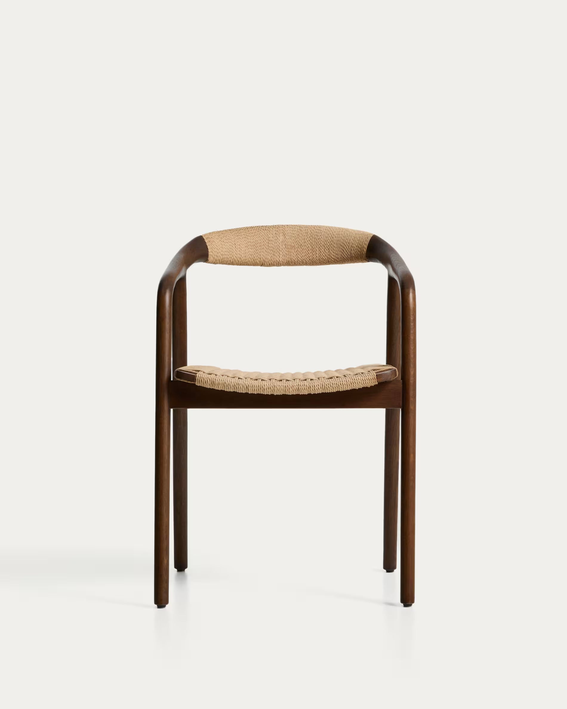 DERILE Chair in Beige with Dark Wooden Base