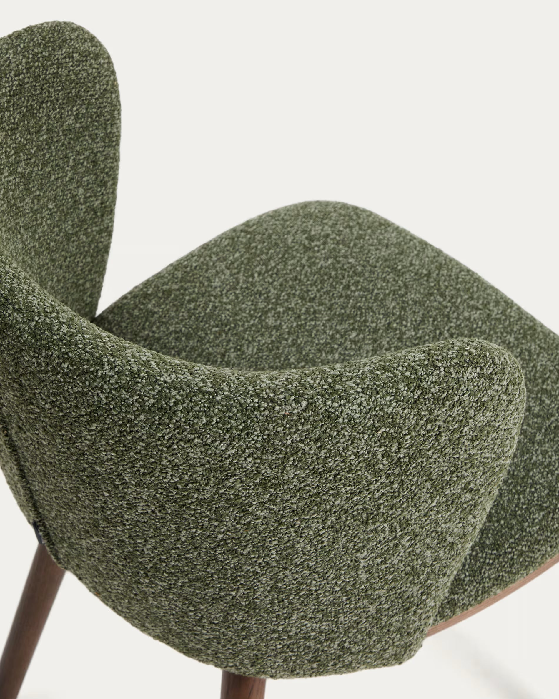 Barhocker CISELIA dunkelgrüner Chenille mit dunklem Eschenfuß