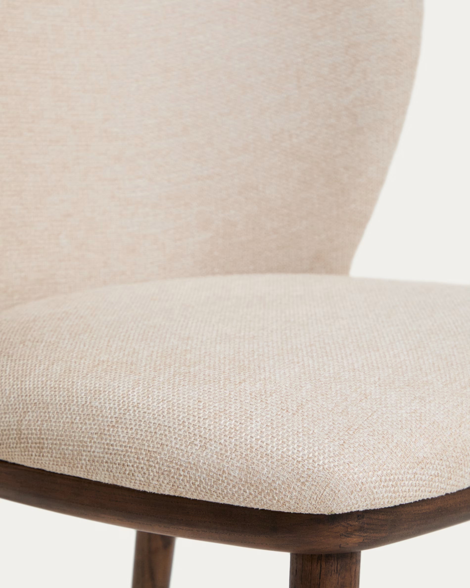 Bar Stool CISELIA beige chenille with dark ash base