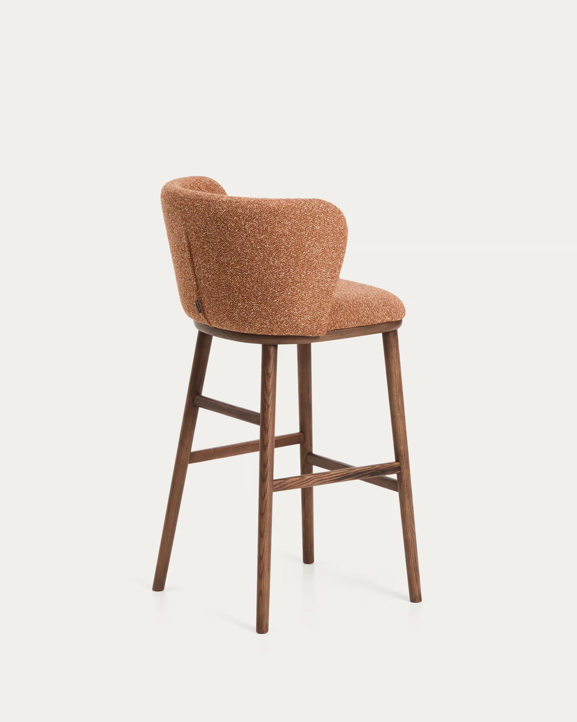 Barhocker CISELIA ziegelroter Chenille mit dunklem Eschenfuß