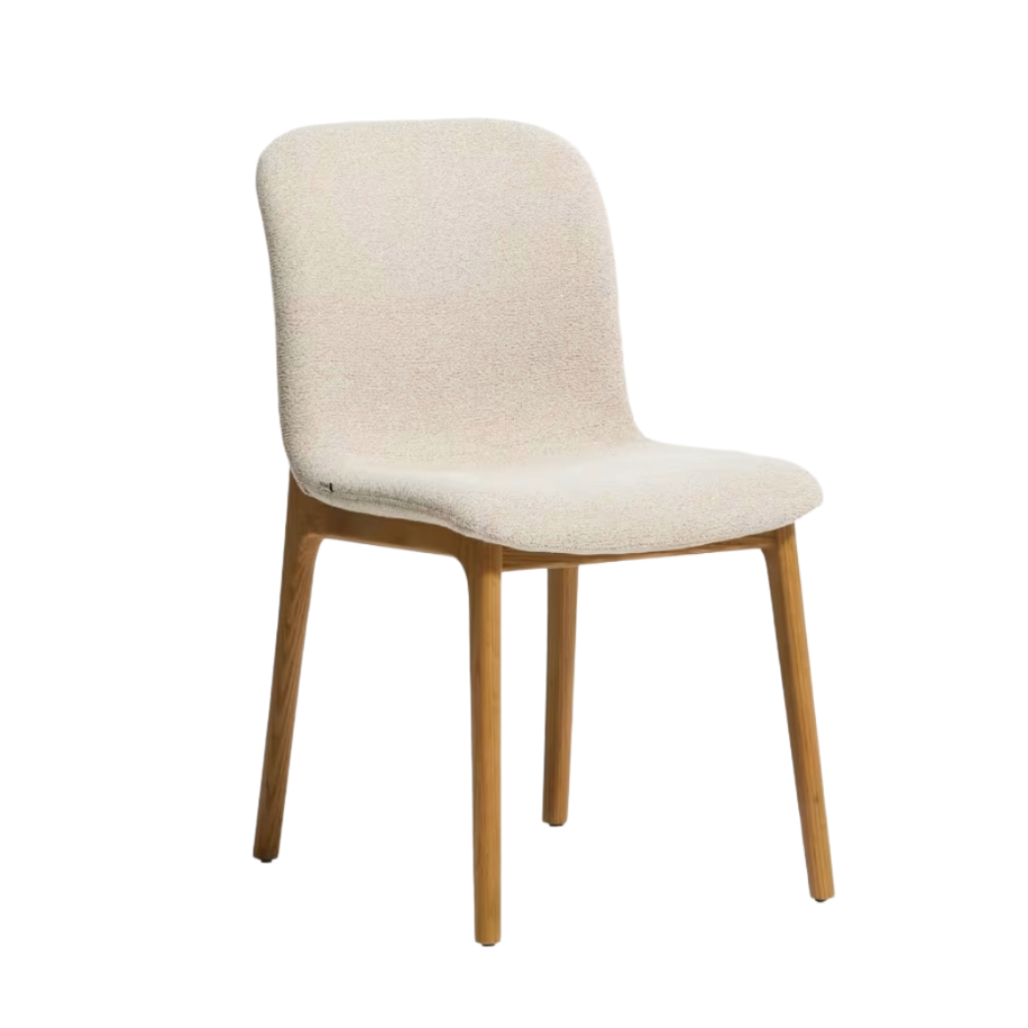 ELNOR stoel beige chenille met eiken basis