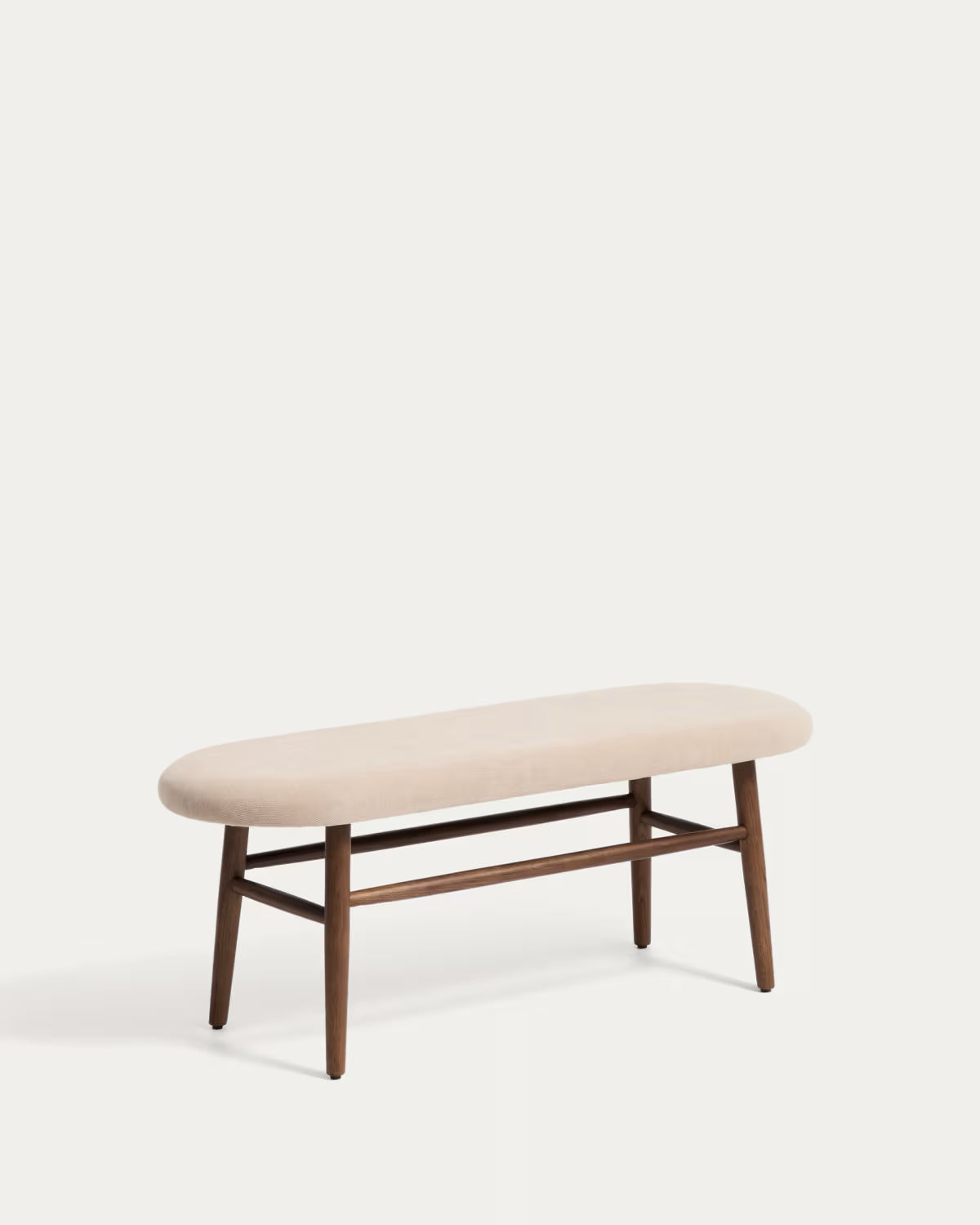 Beige HELDA bank met een donkere gefineerde eiken basis
