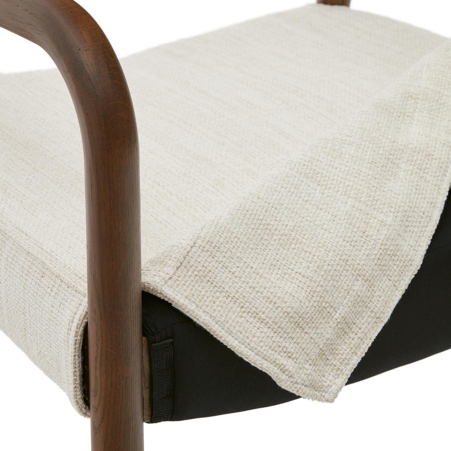 Fauteuil FALCONERA beige chenille met een donkere eiken basis