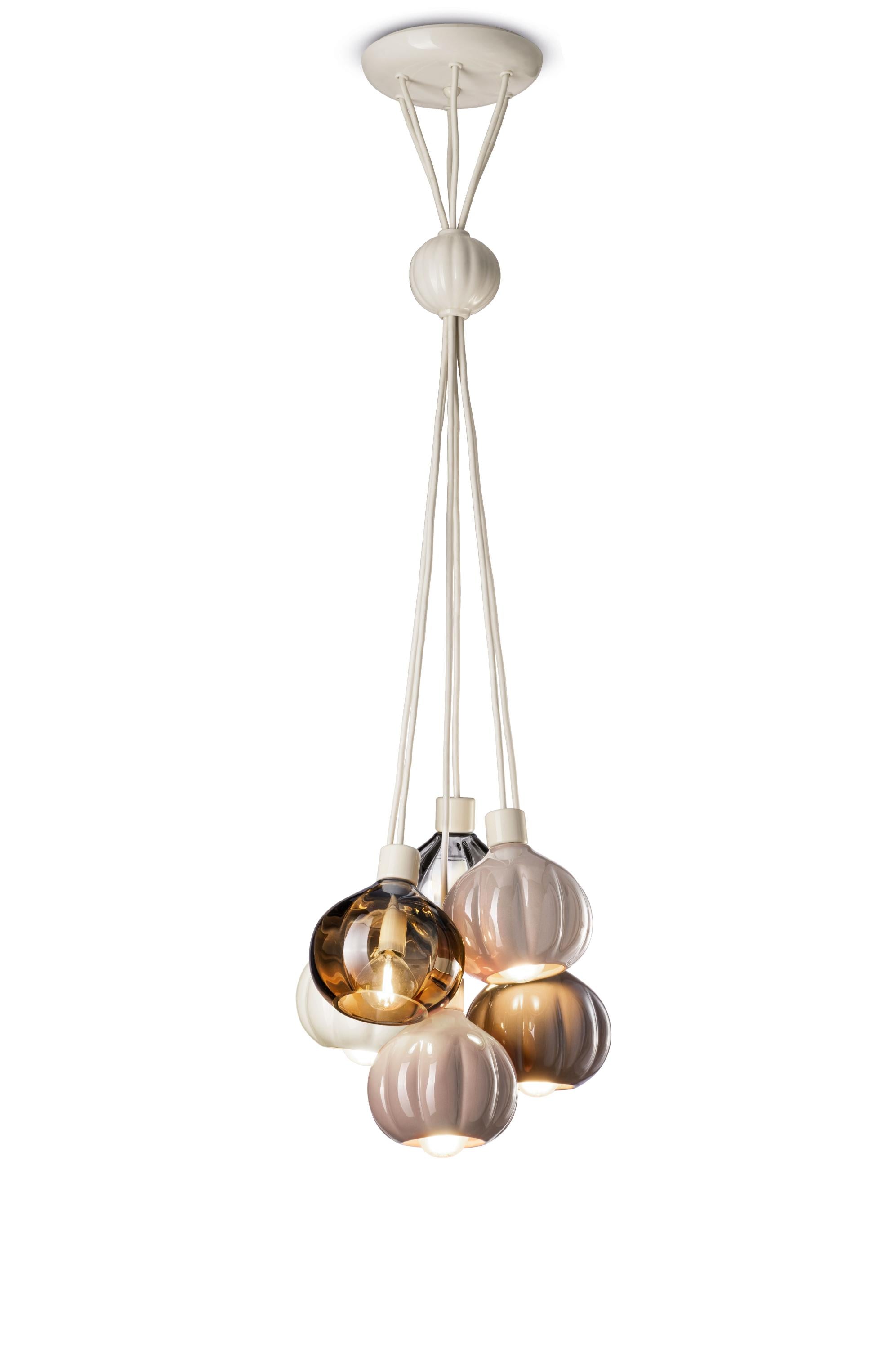 AFOXÉ ceiling lamp in beige with mocha brown and transparent.