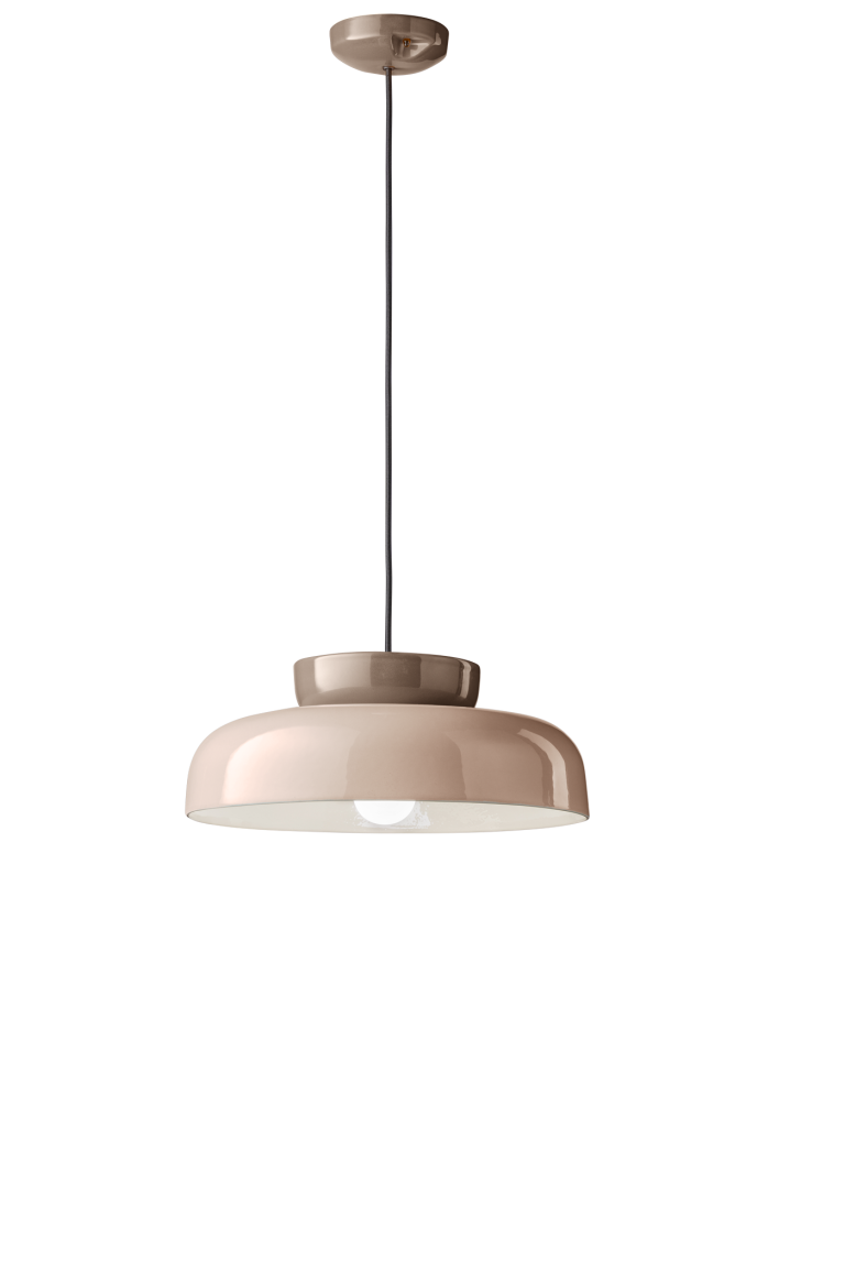 Beige ceramic pendant lamp MARACANÀ with mocha