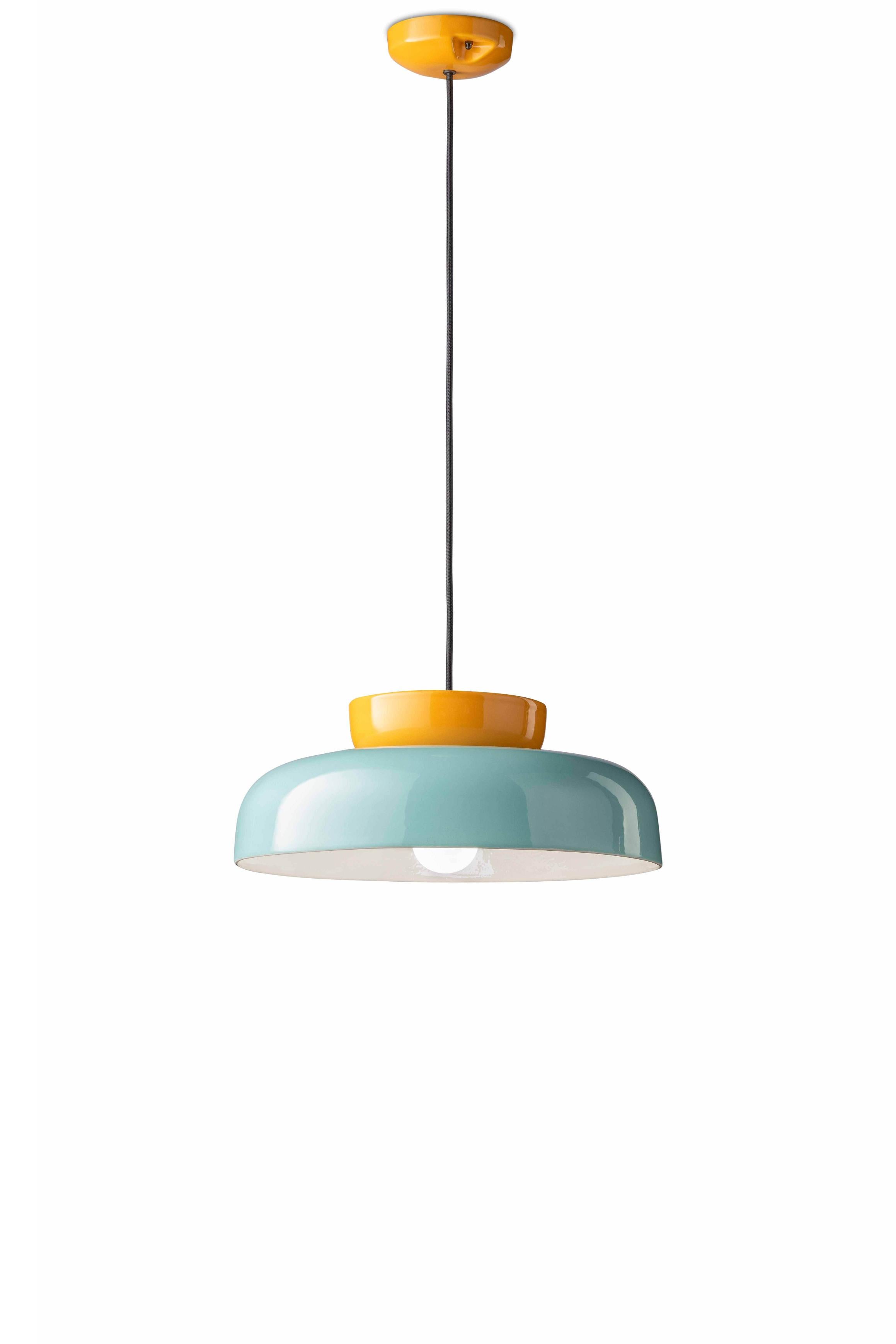 Hanglamp van keramiek MARACANÀ blauw met geel