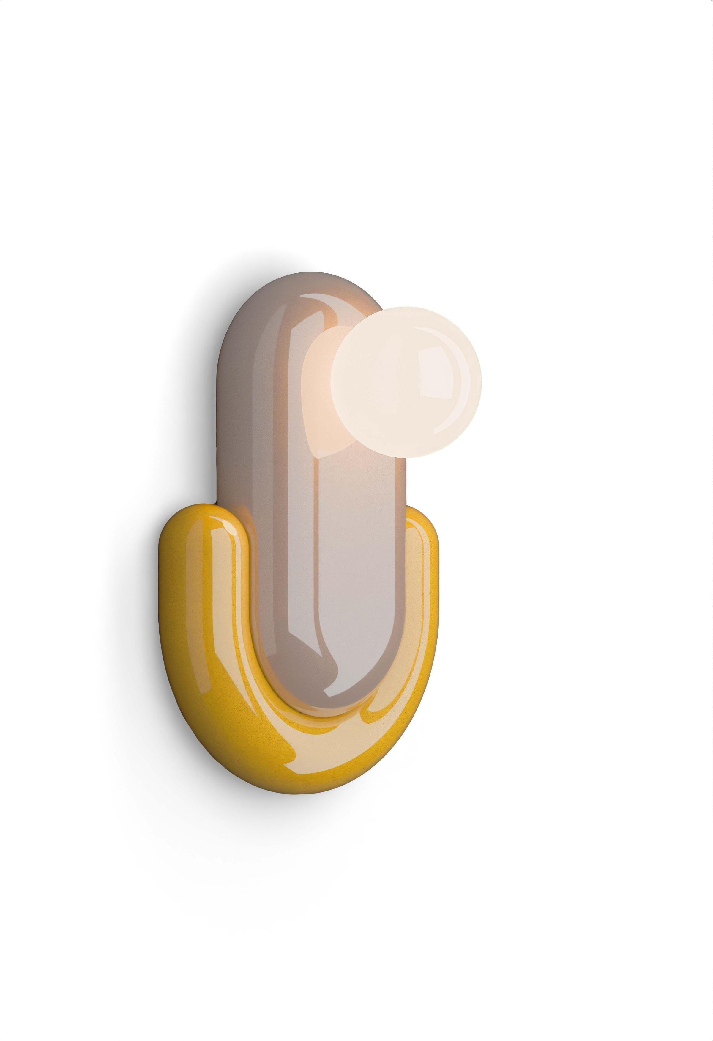 ECLAIR Keramik-Wandleuchte beige mit gelb