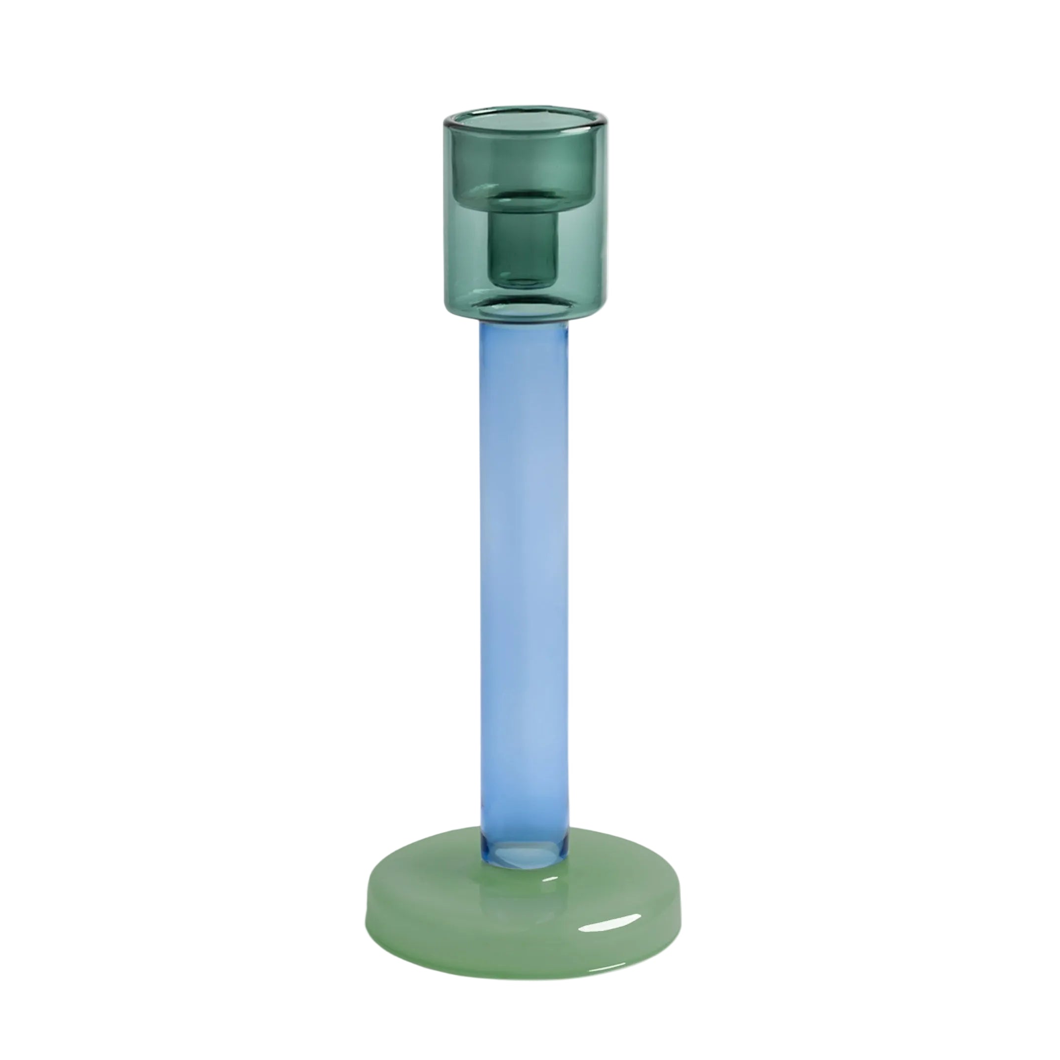 Blue BOLE Candle Holder with Green