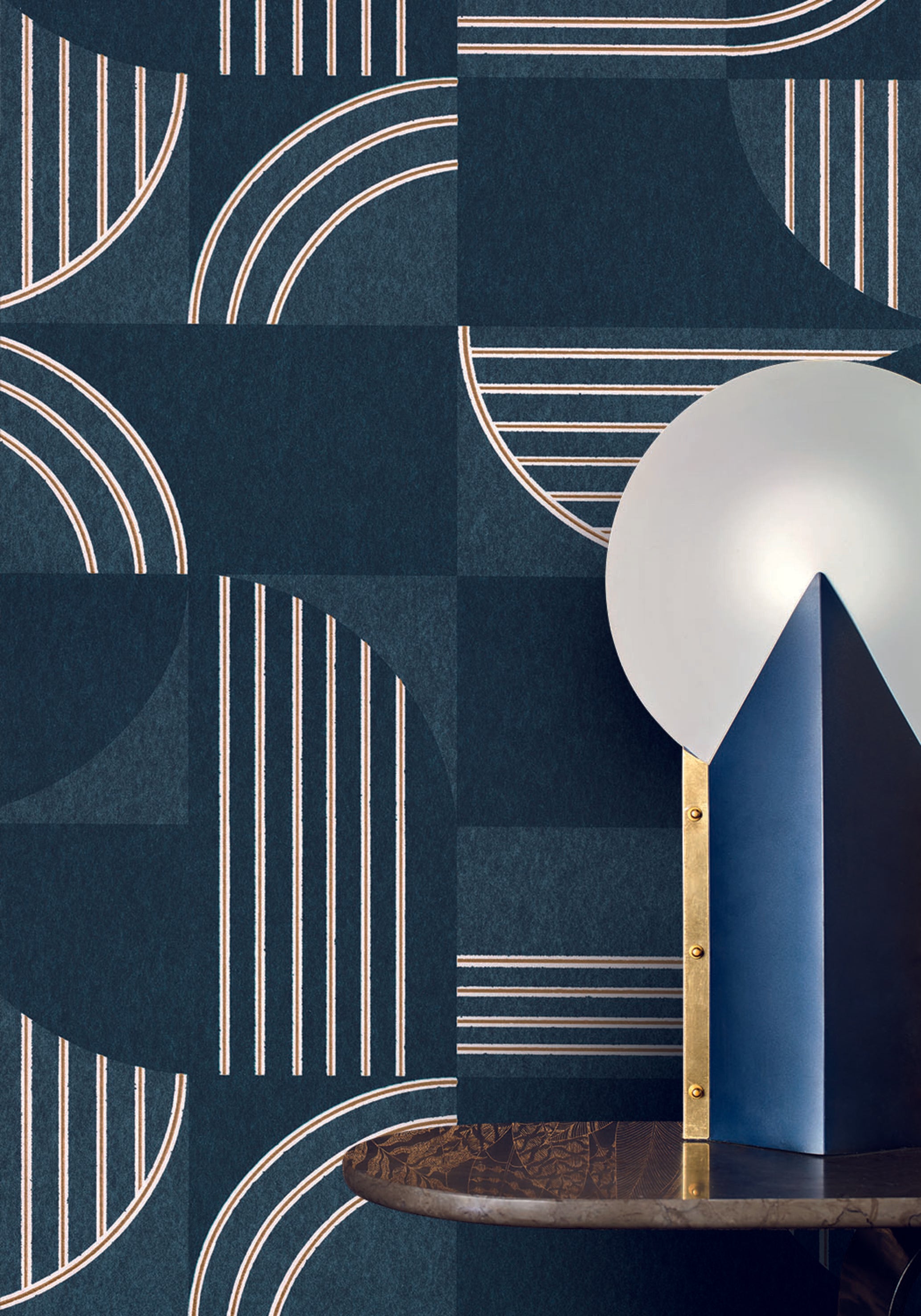 Vlies-Tapete mit geometrischem Muster ANNÉES 30 - MARINE marineblau