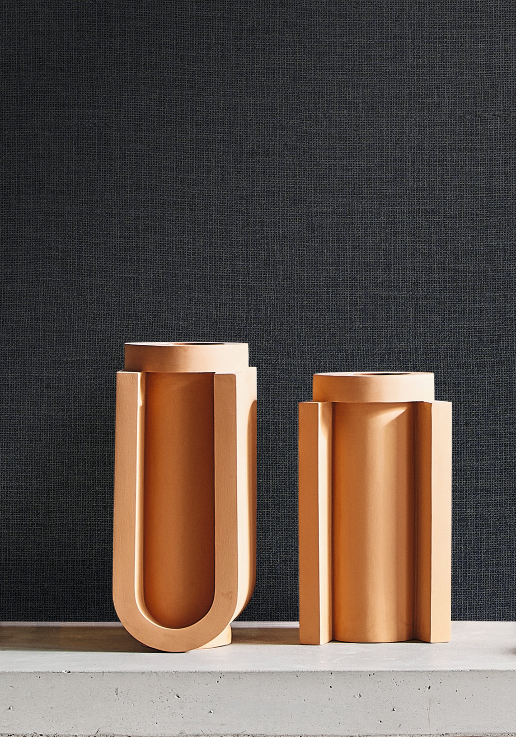 Structural wallpaper imitating canvas LIENZO - PIERRE BLEUE steel blue