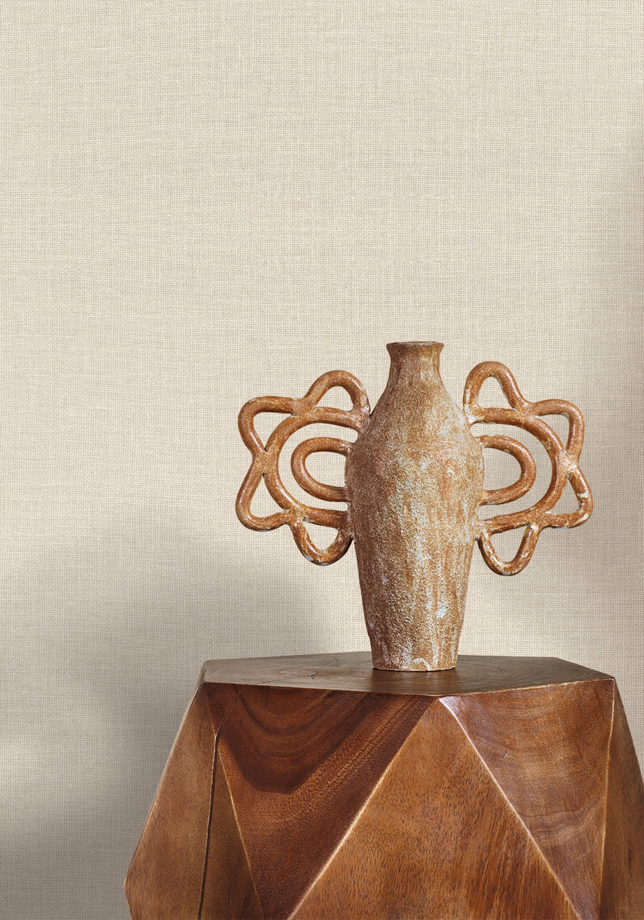 Structural wallpaper imitating canvas LIENZO - IVORY ivory