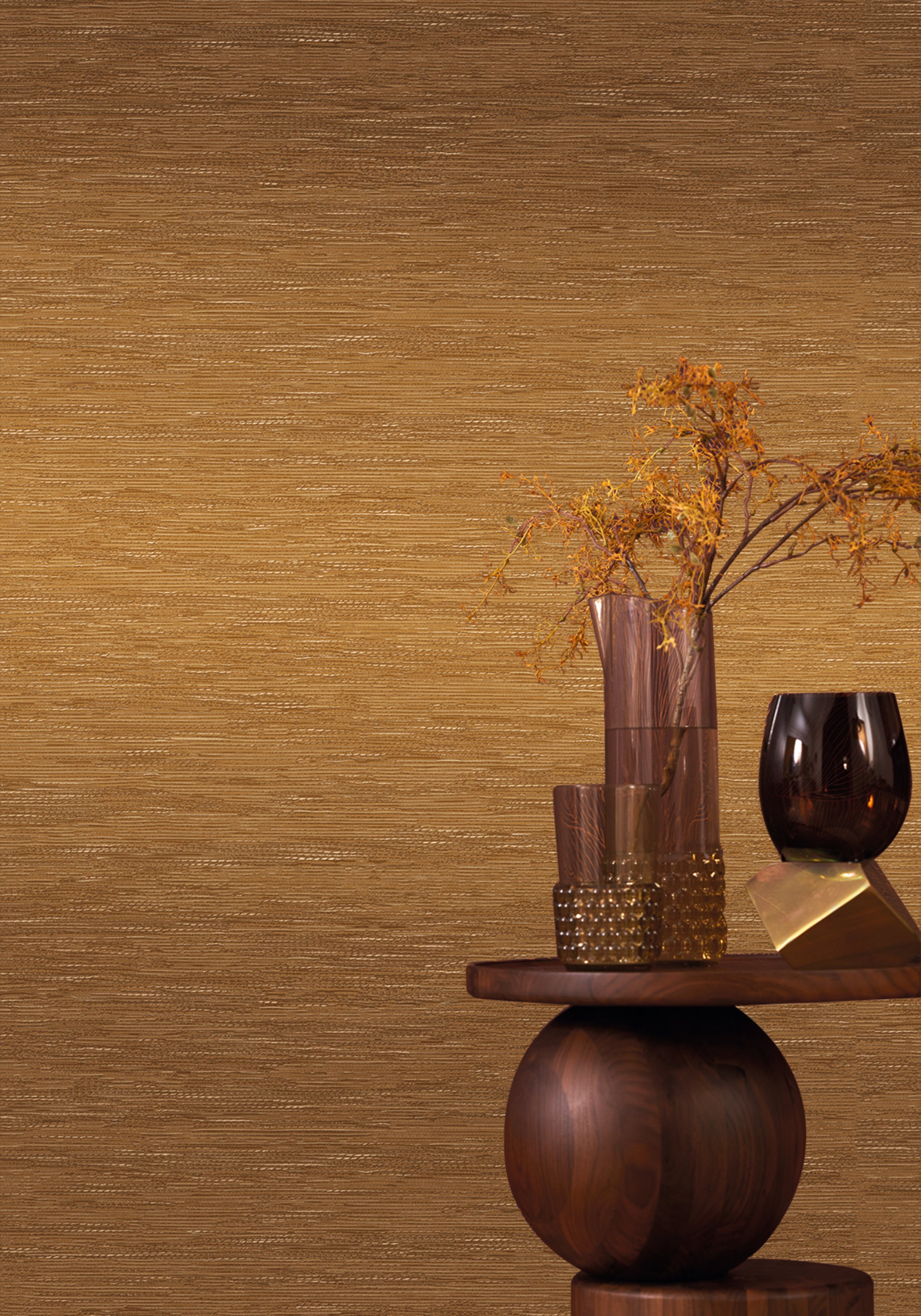 Jacquard Fabric Effect Wallpaper TATAMI - DARK BEIGE