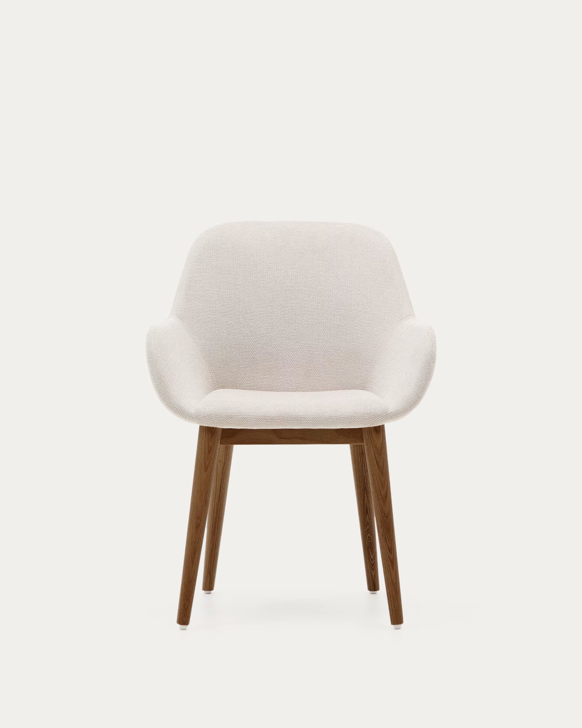 KONNA stoel beige chenille met een donkere essen basis