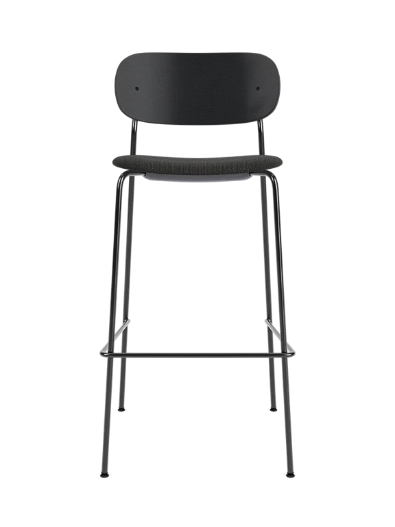 Hocker CO zwart eikenfineer met zwart gestoffeerde zitting