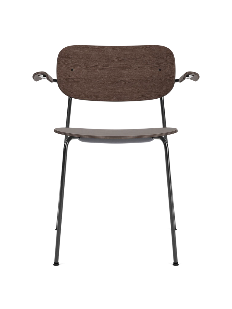 Stuhl mit Armlehnen CO dunkles Eichenfurnier mit schwarzem Gestell