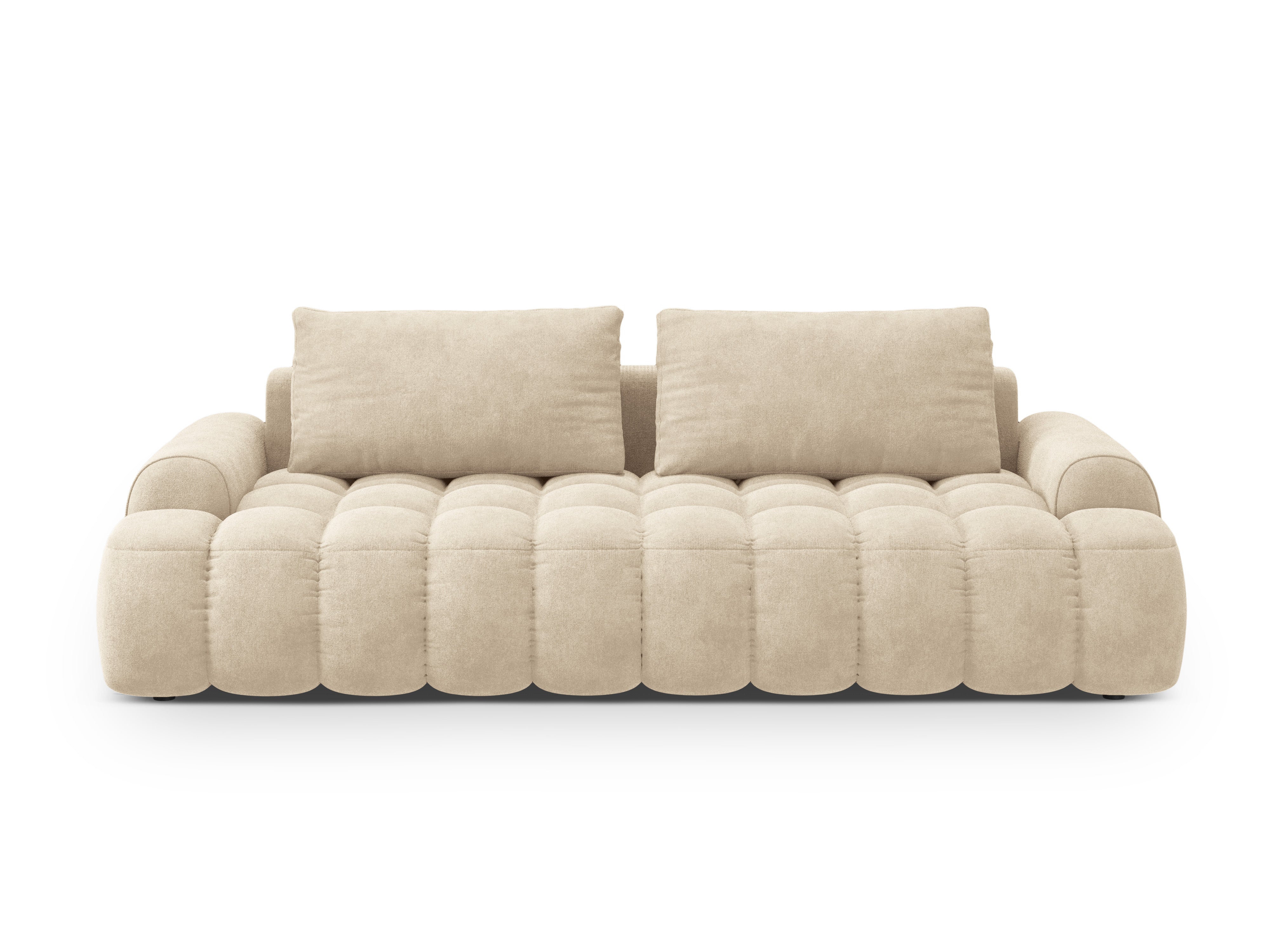 Velvet sofa with sleeping function for 4 people LINZ light beige