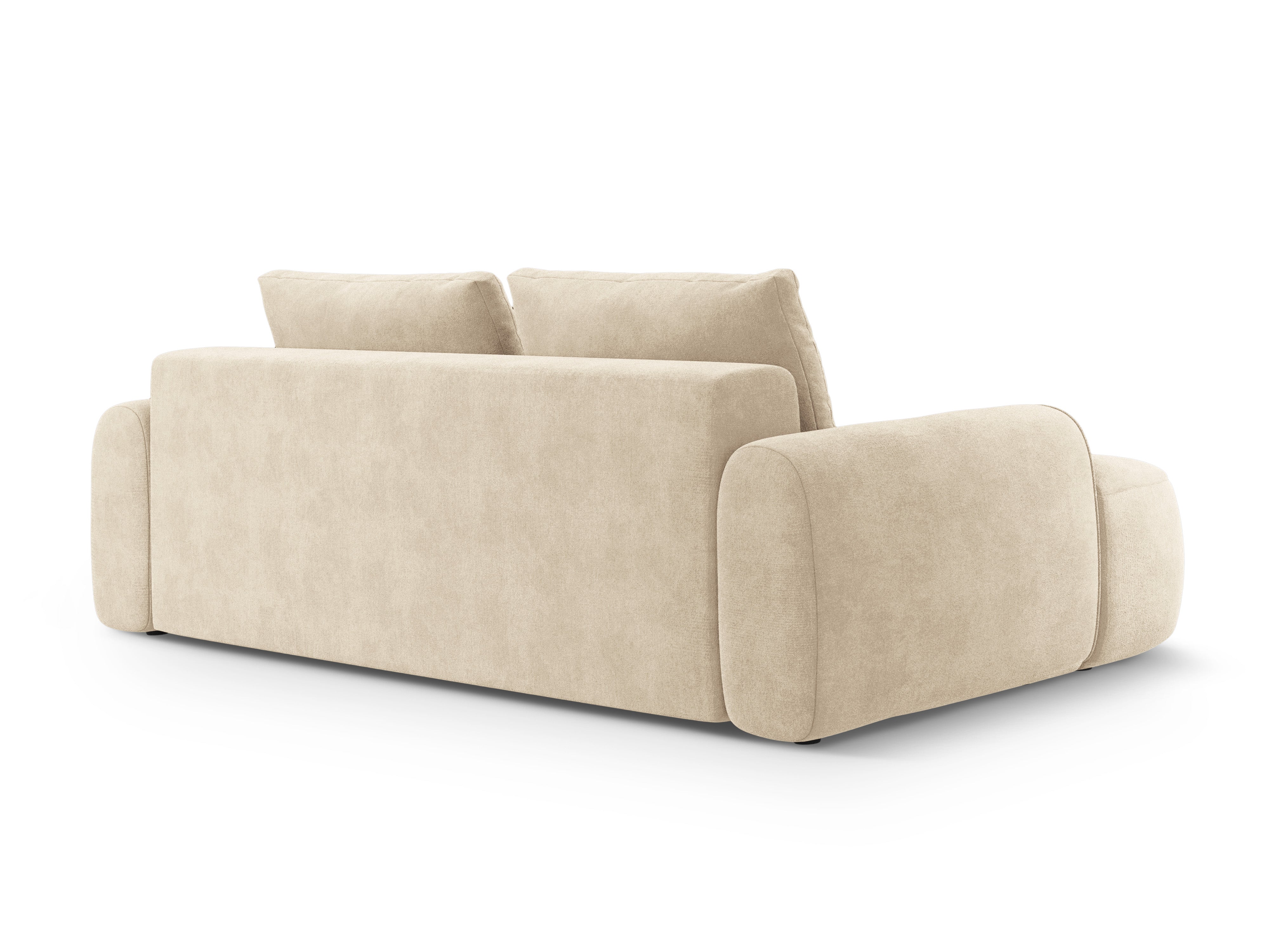 Velvet sofa with sleeping function for 4 people LINZ light beige