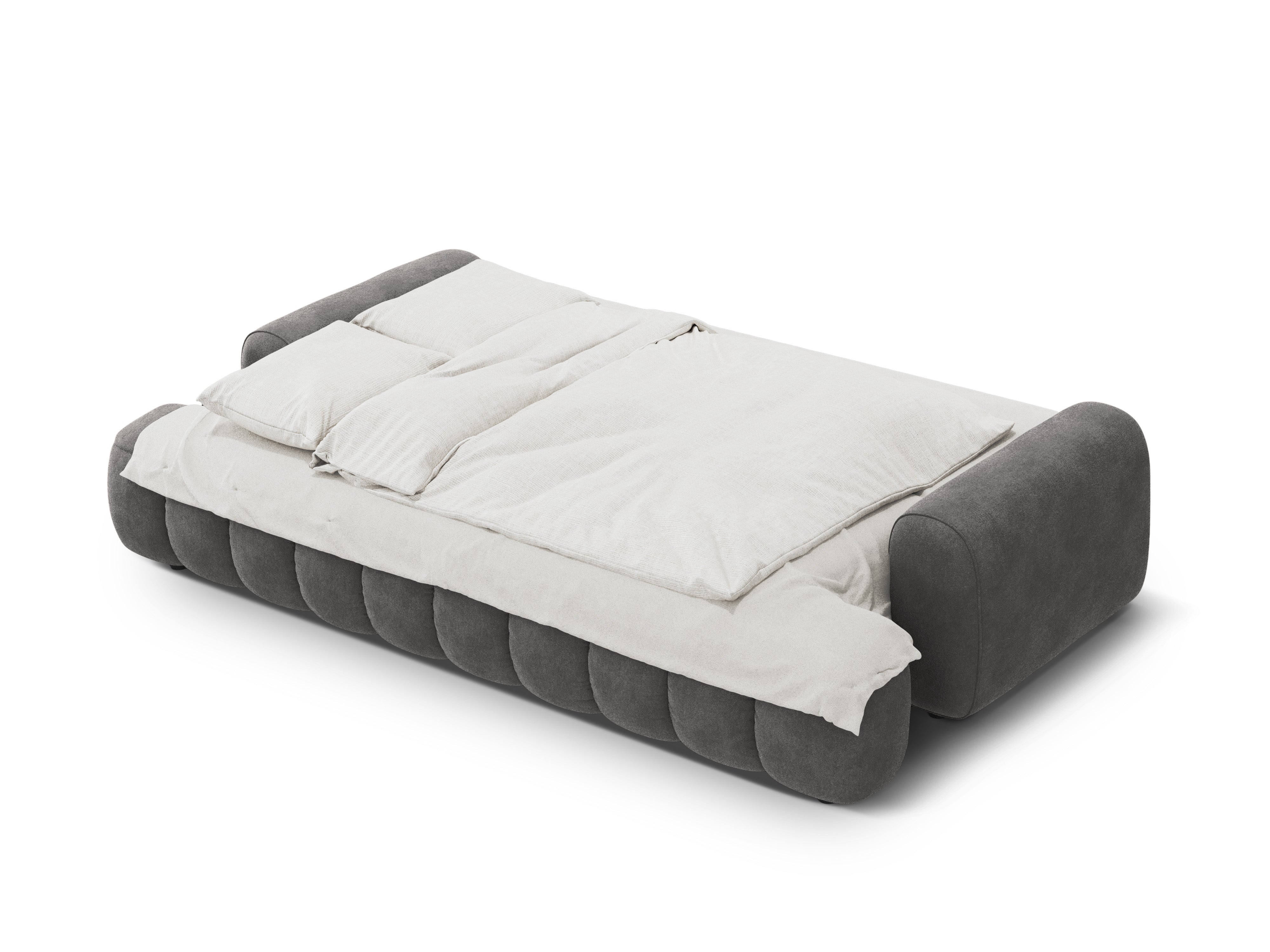 Sofa aus Samt mit Schlaf-Funktion für 4 Personen LINZ dunkelgrau