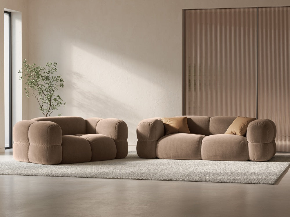 Sofa 2-zits fluwelen LORETTO donkerbeige