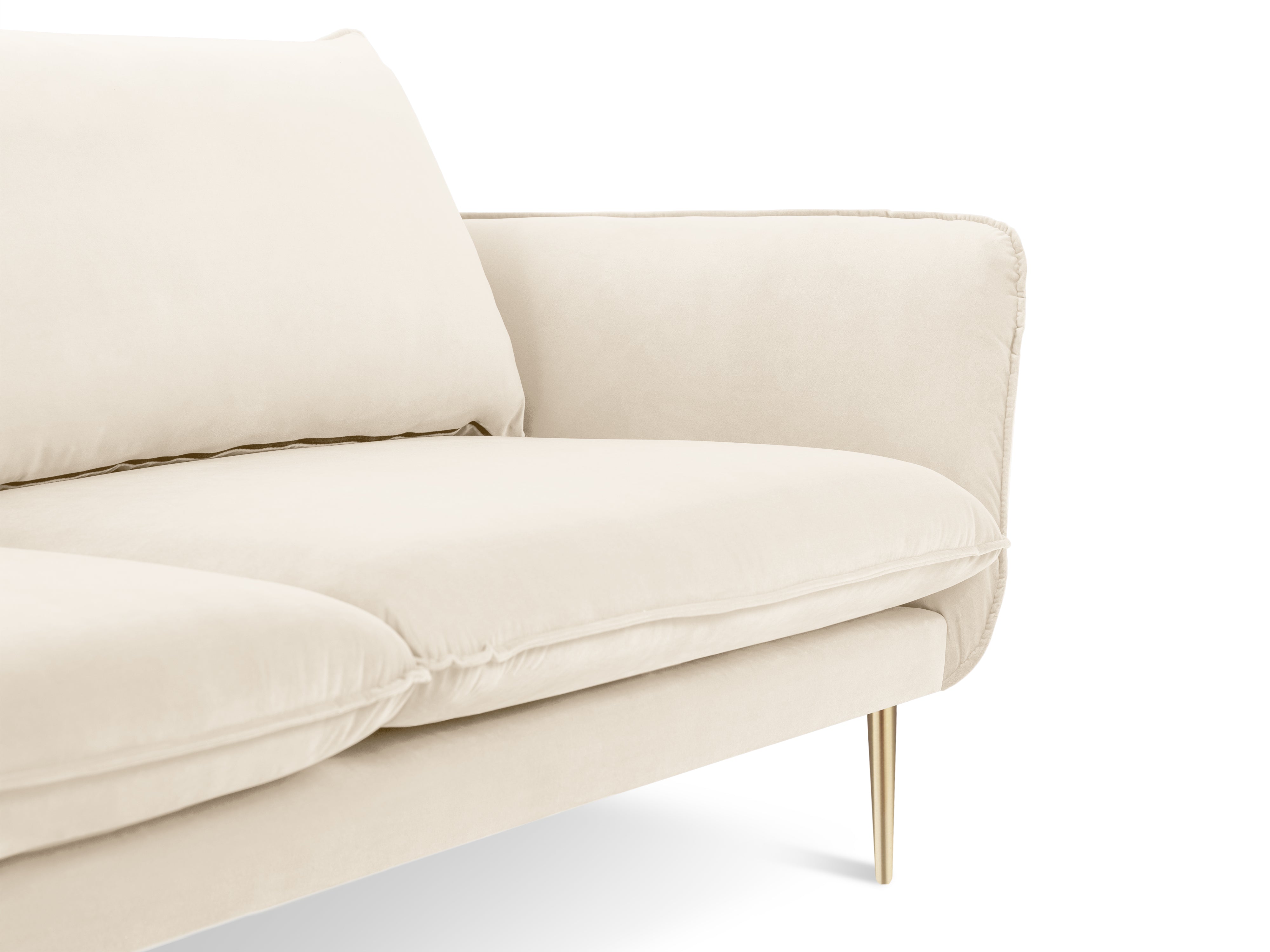 Sofa aksamitna 2-osobowa VIENNA beige mit goldenem Fuß